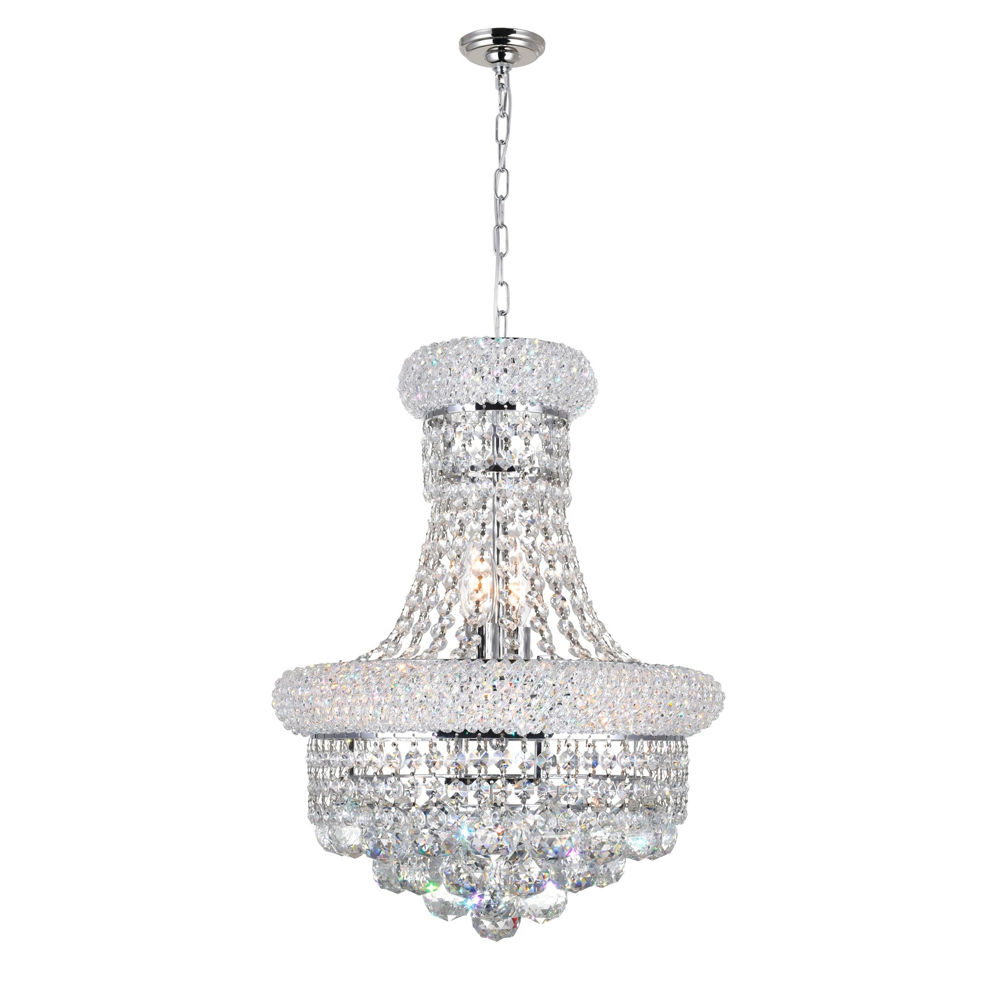 Empire 6 Light 14in Chrome Chandelier with Crystals - CWI Lighting