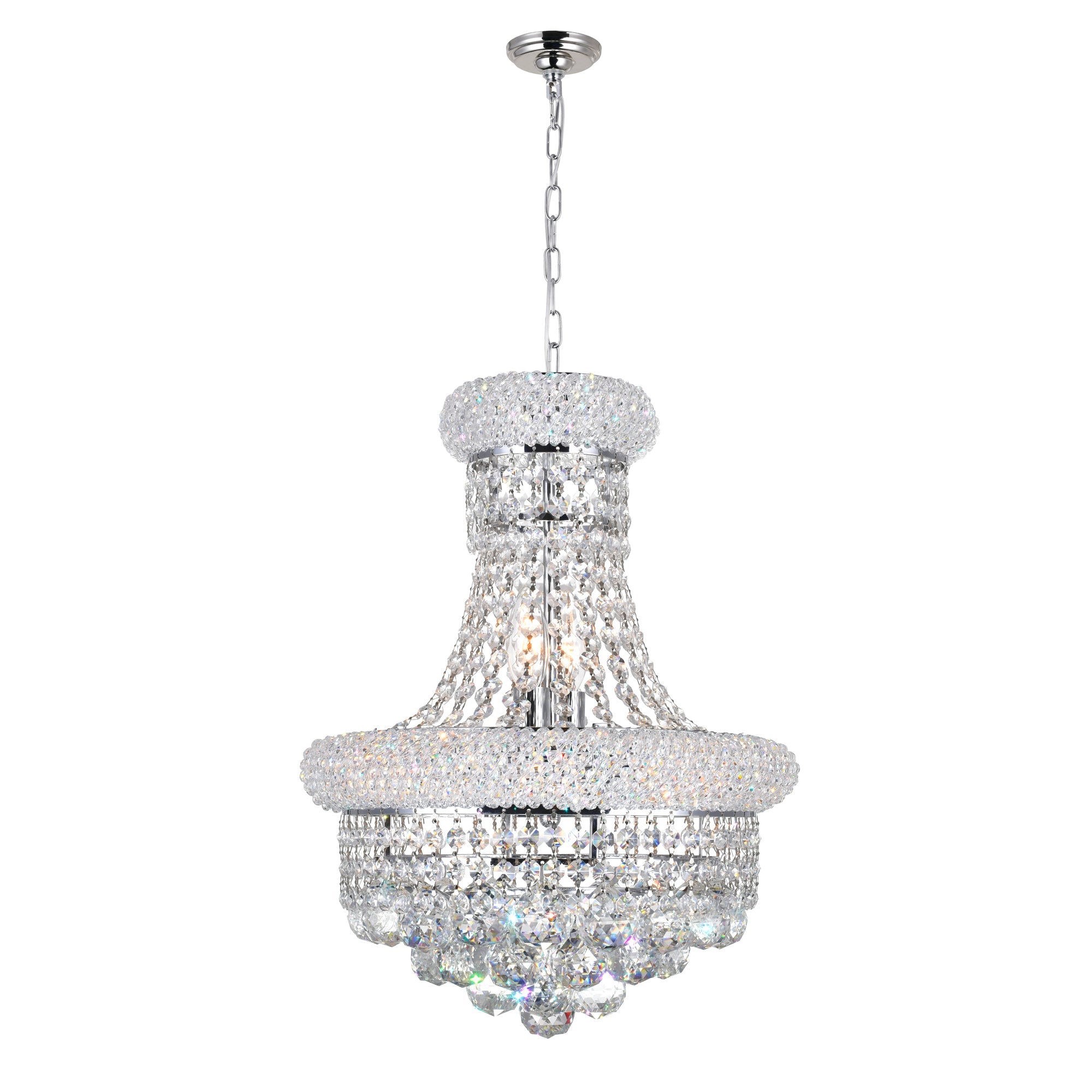 Empire 6 Light 14in Chrome Chandelier with Crystals - CWI Lighting