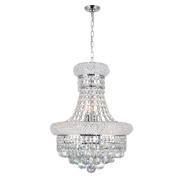 Empire 6 Light 14in Chrome Chandelier with Crystals - CWI Lighting