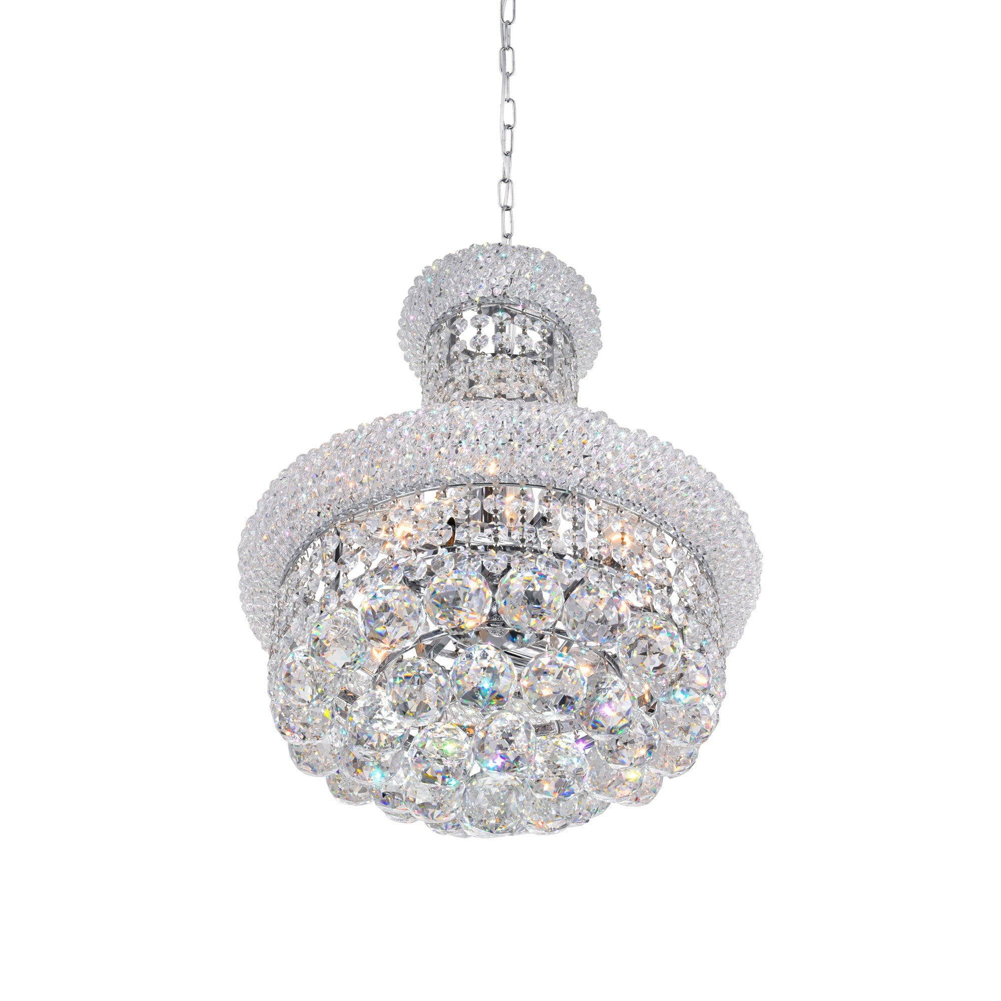 Empire 6 Light 14in Chrome Chandelier with Crystals - CWI Lighting