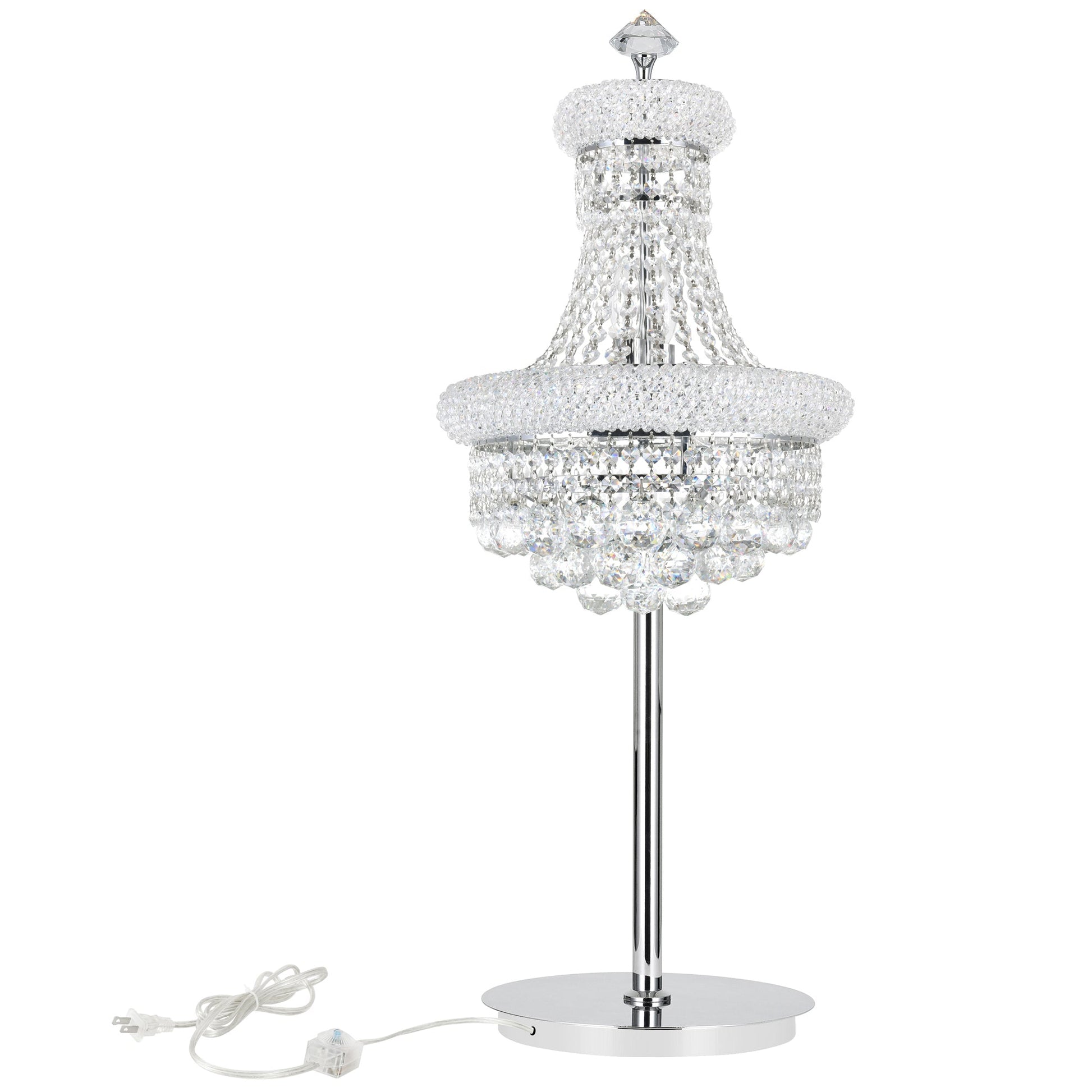 Empire 6 Light 14in Chrome Table Lamp with Crystals - CWI Lighting