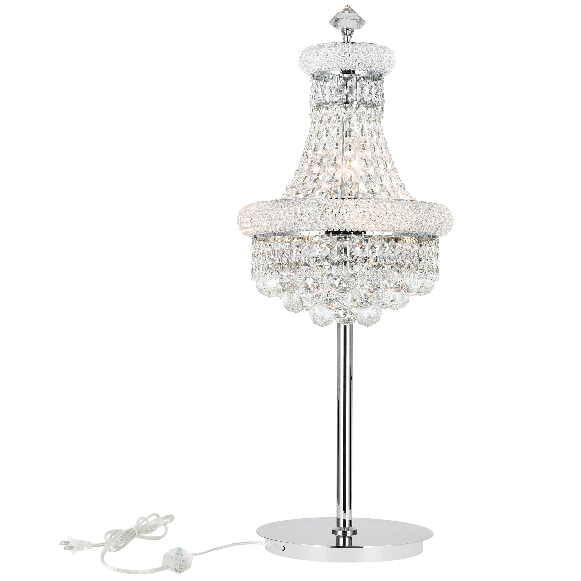Empire 6 Light 14in Chrome Table Lamp with Crystals - CWI Lighting