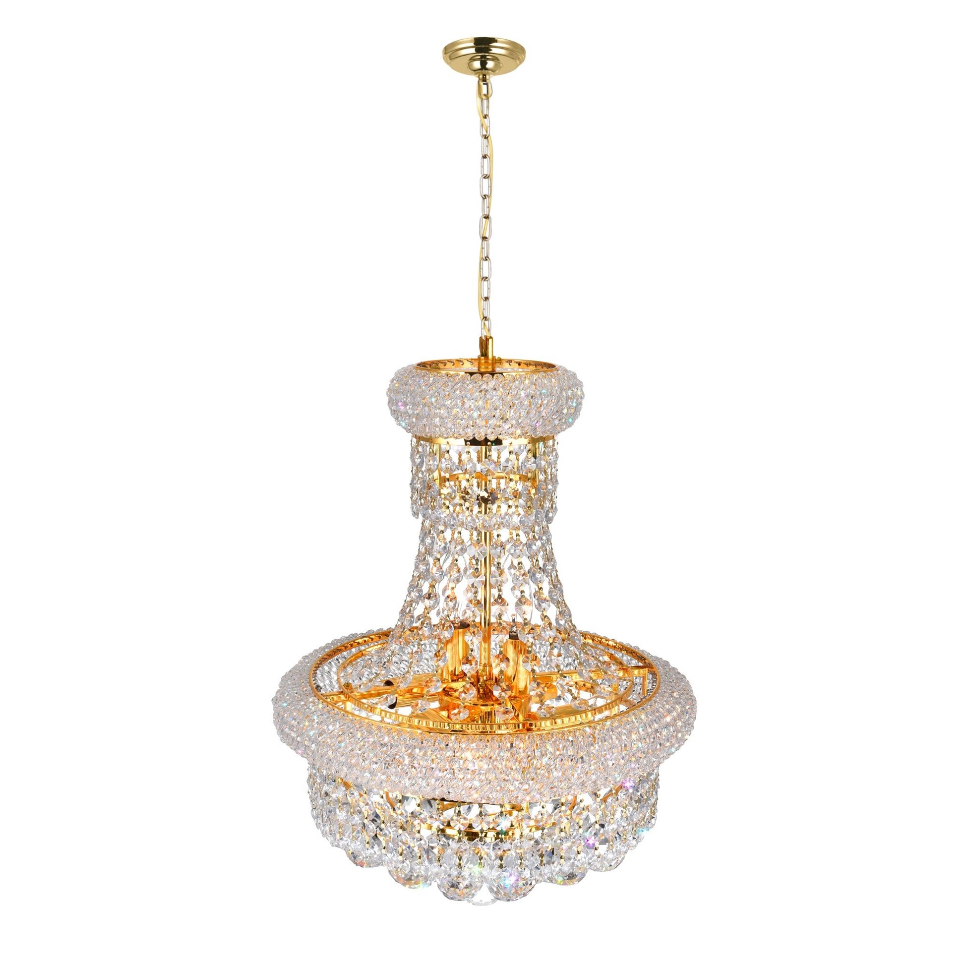 Empire 6 Light 14in Gold Chandelier with Crystals - CWI Lighting