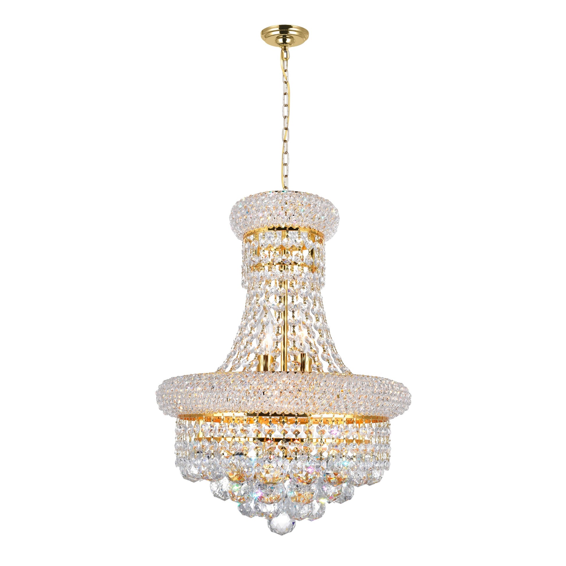 Empire 6 Light 14in Gold Chandelier with Crystals - CWI Lighting