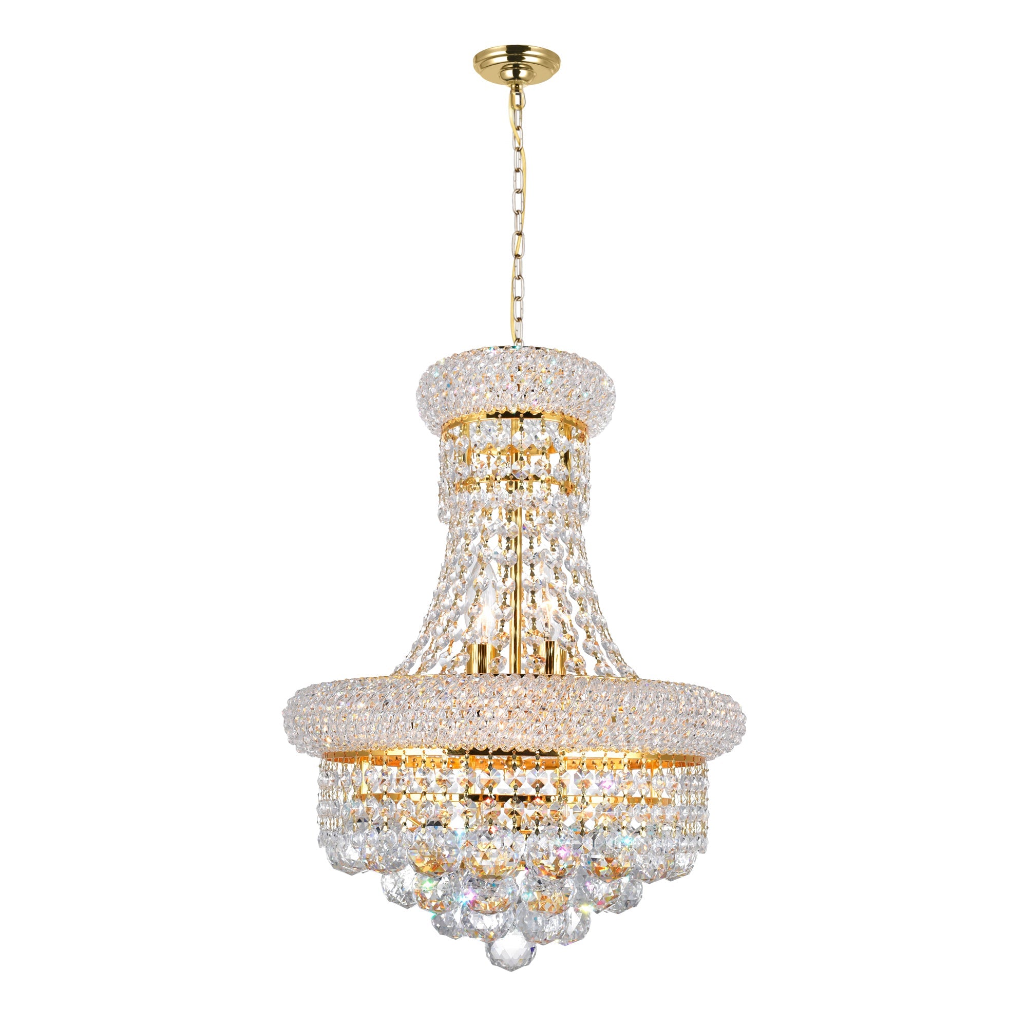 Empire 6 Light 14in Gold Chandelier with Crystals - CWI Lighting