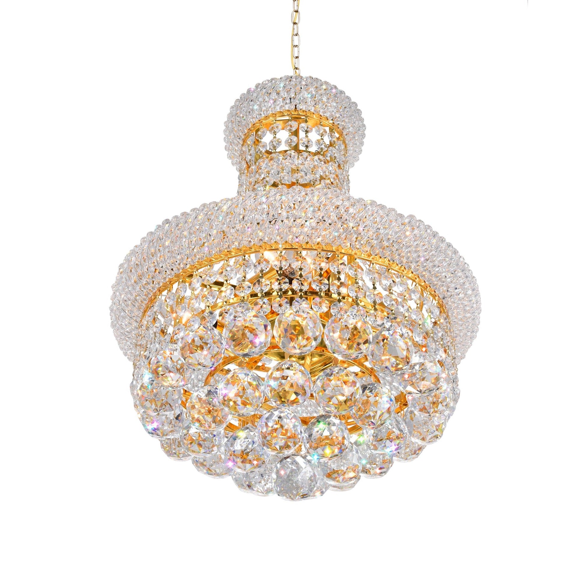 Empire 6 Light 14in Gold Chandelier with Crystals - CWI Lighting