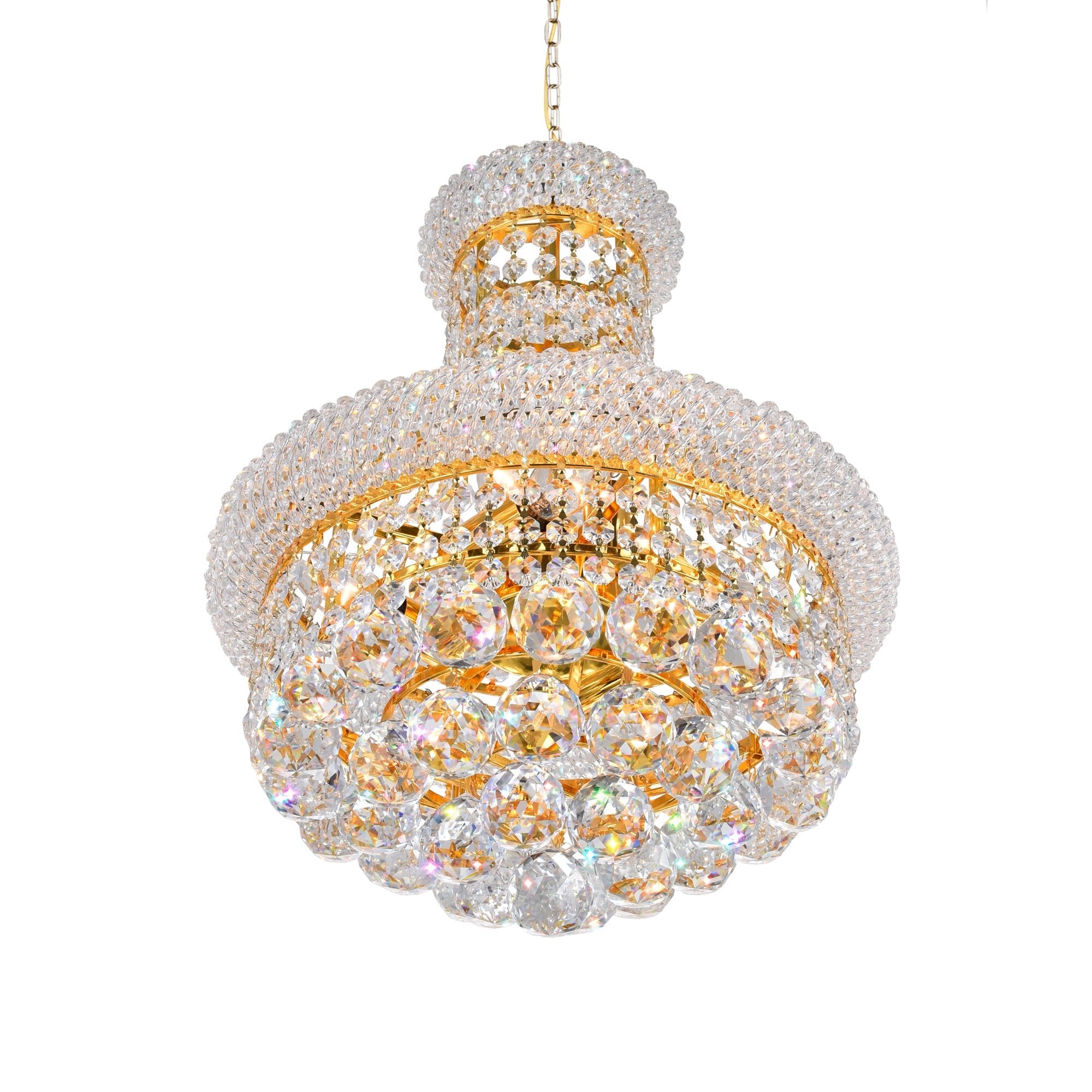 Empire 6 Light 14in Gold Chandelier with Crystals - CWI Lighting