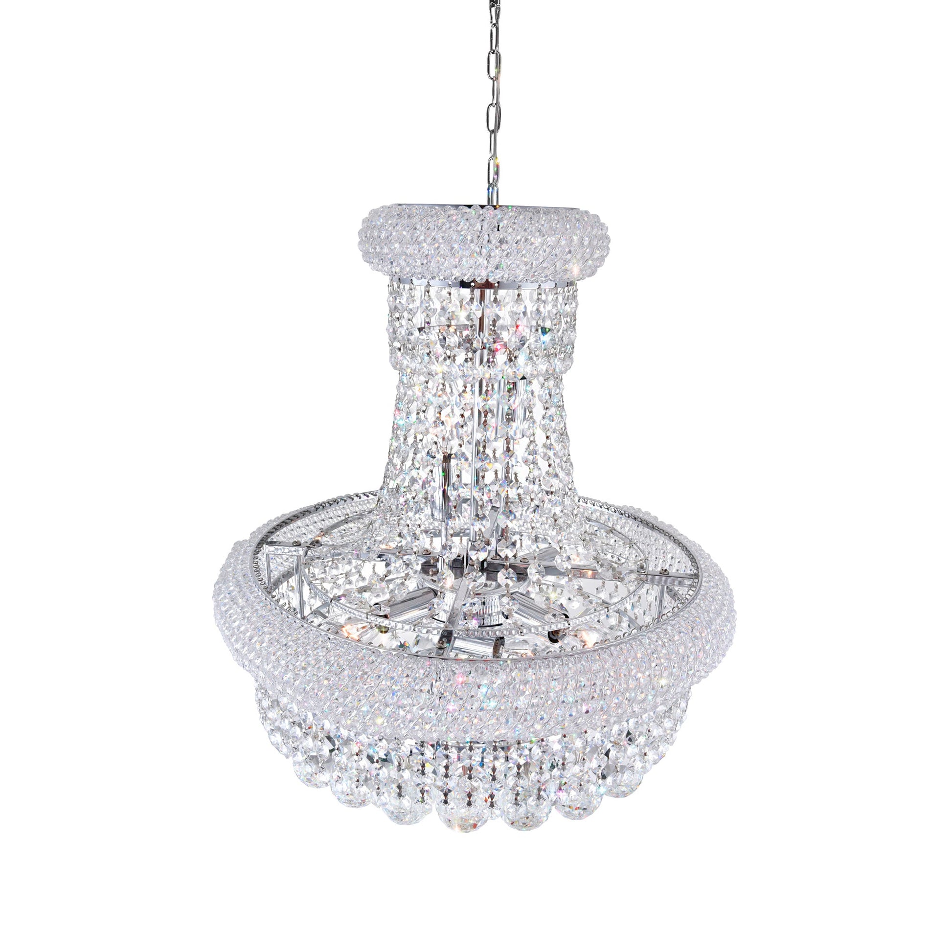 Empire 8 Light 18in Chrome Down Chandelier with Crystals - CWI Lighting