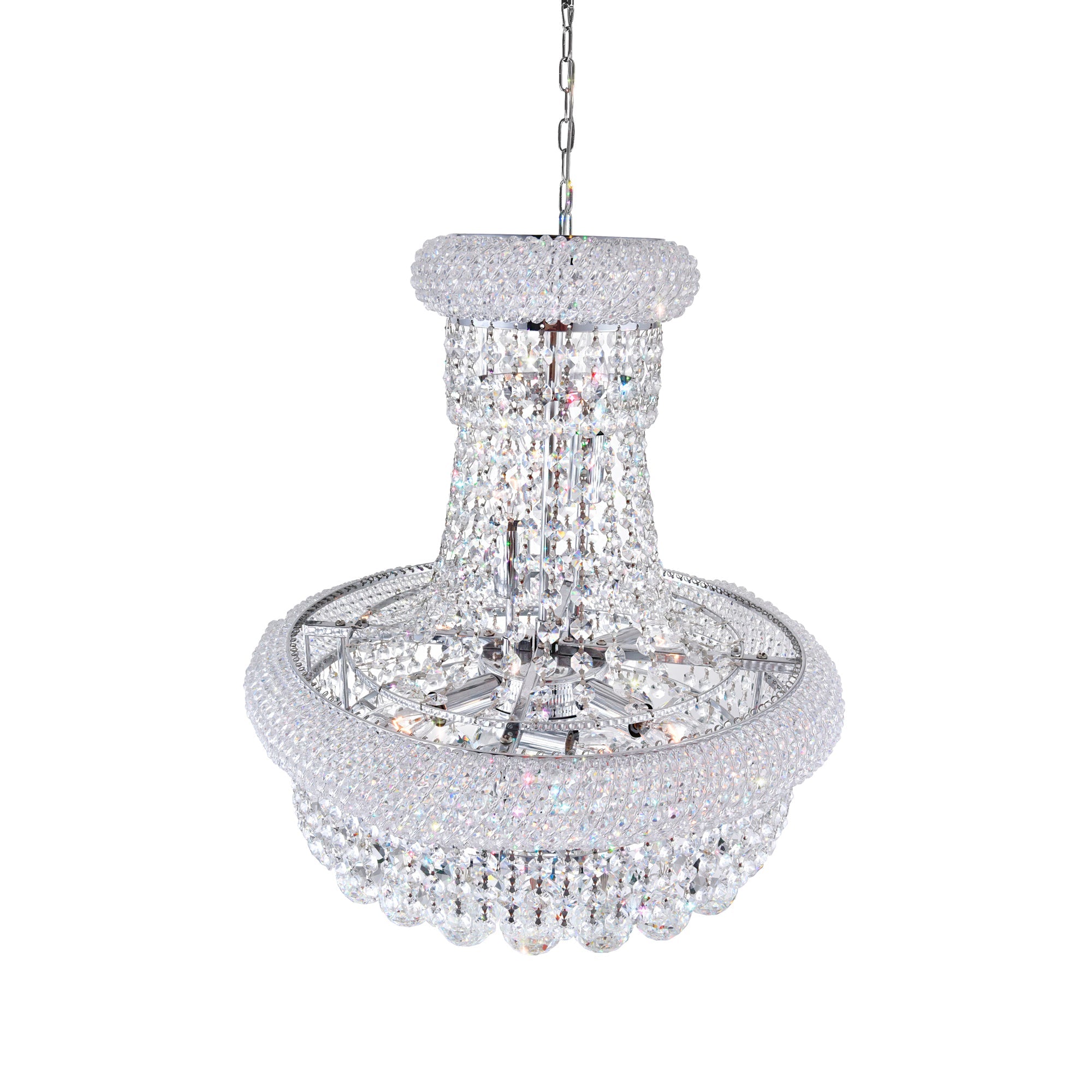 Empire 8 Light 18in Chrome Down Chandelier with Crystals - CWI Lighting