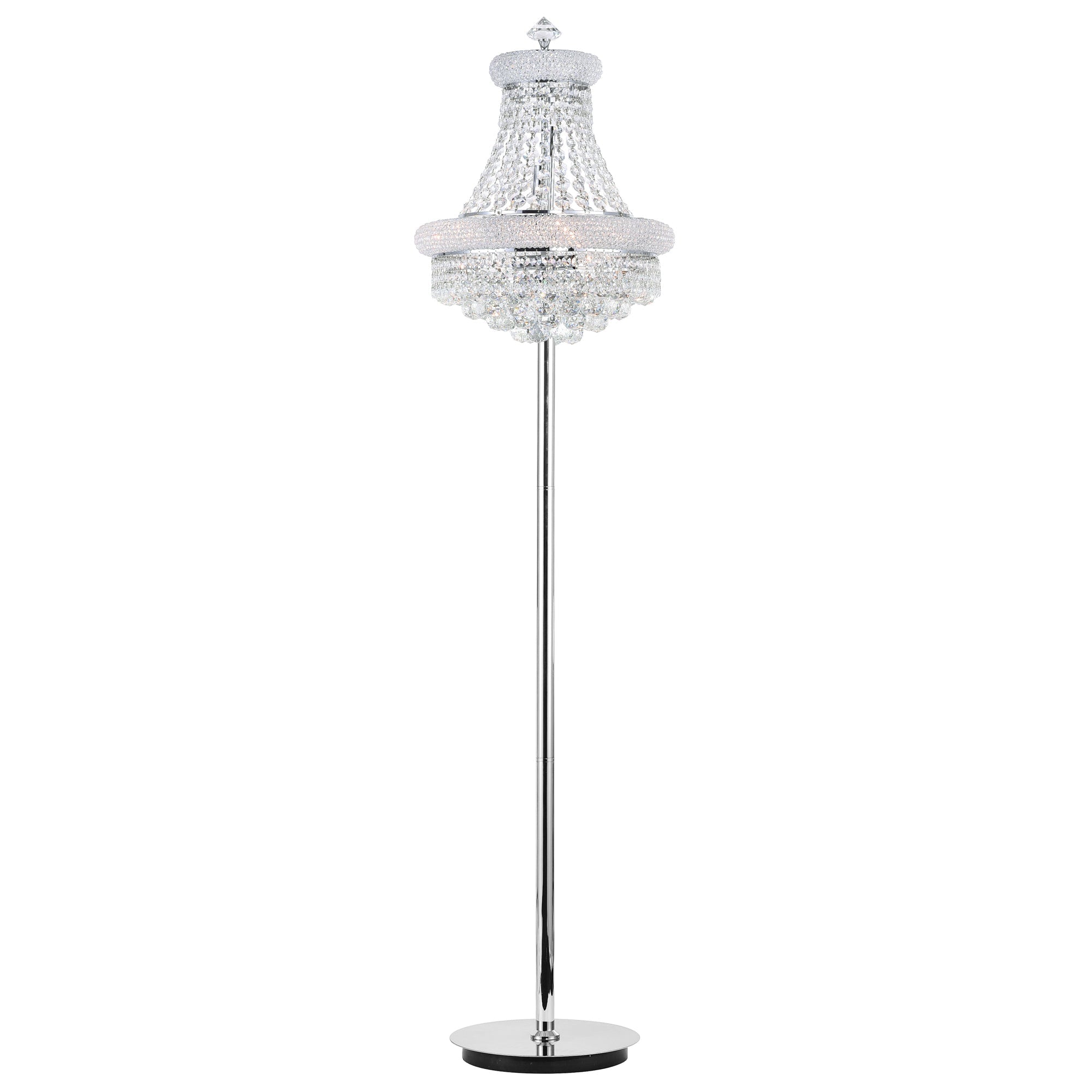 Empire 8 Light 18in Chrome Floor Lamp with Crystals - CWI Lighting