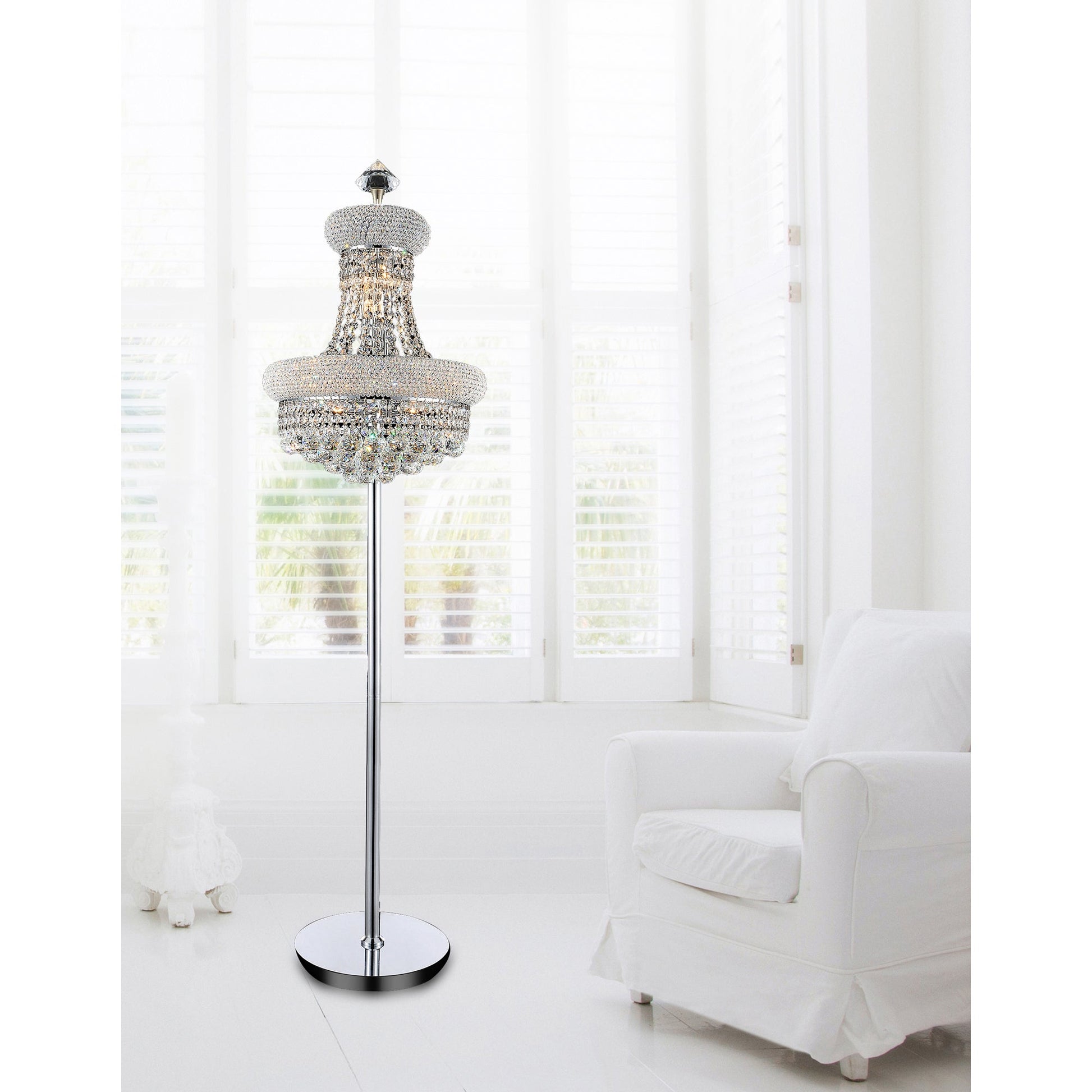 Empire 8 Light 18in Chrome Floor Lamp with Crystals - CWI Lighting