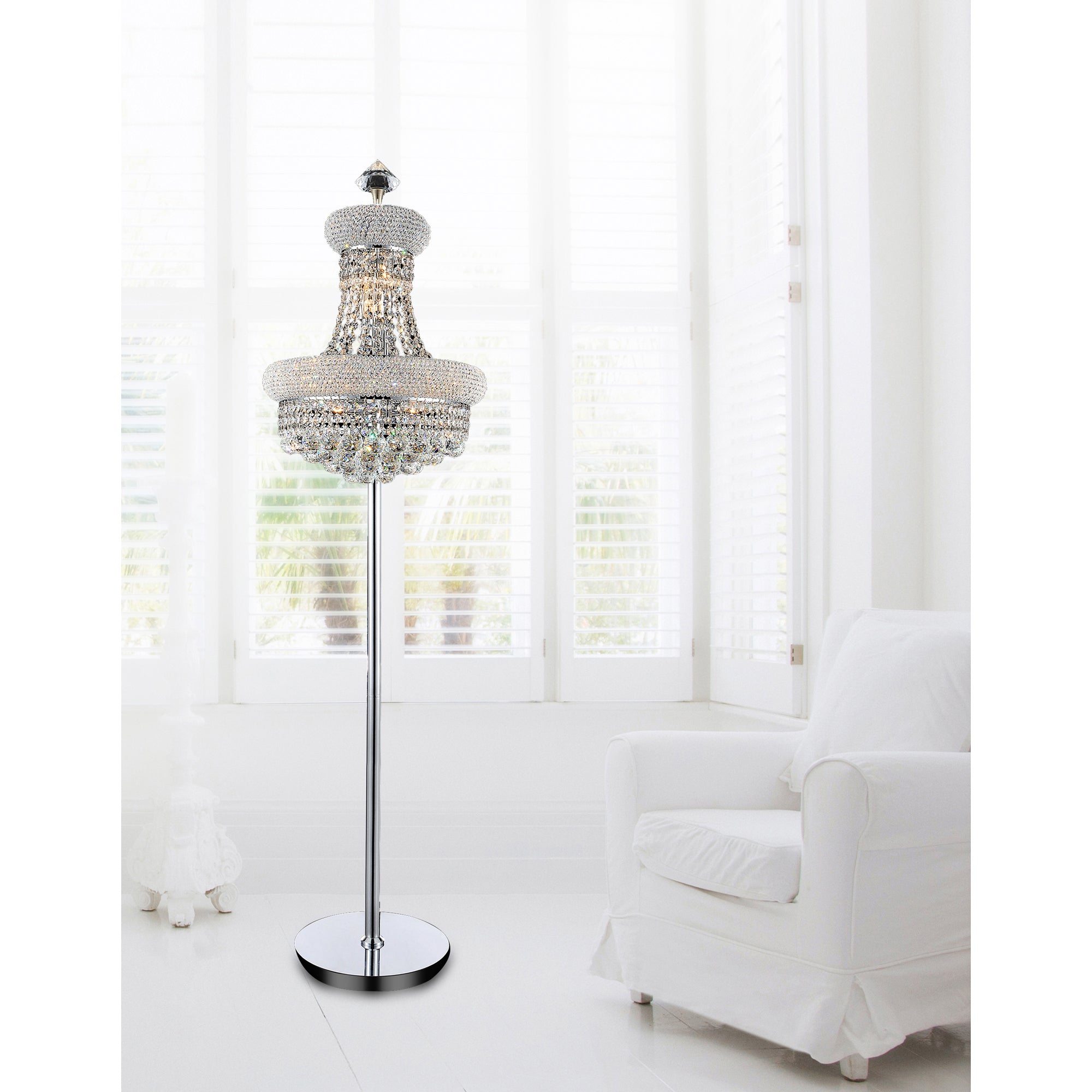 Empire 8 Light 18in Chrome Floor Lamp with Crystals - CWI Lighting