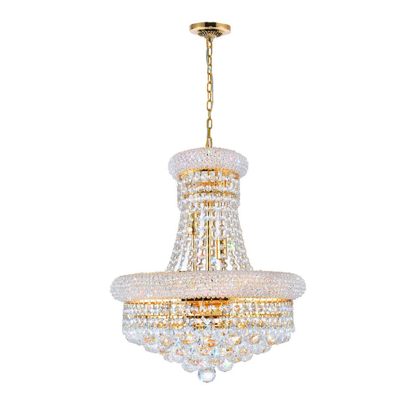 Empire 8 Light 18in Gold Down Chandelier with Crystals - CWI Lighting