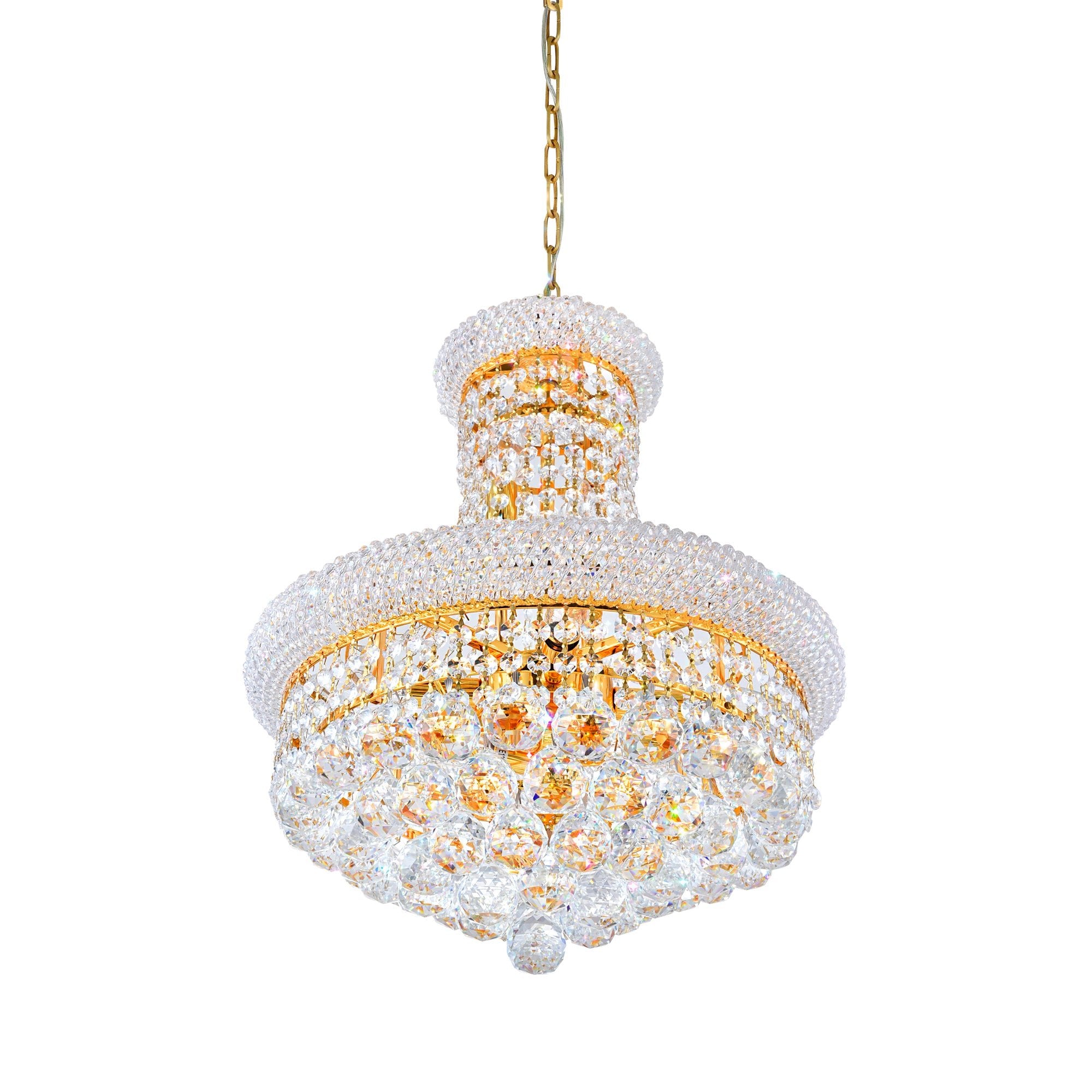 Empire 8 Light 18in Gold Down Chandelier with Crystals - CWI Lighting