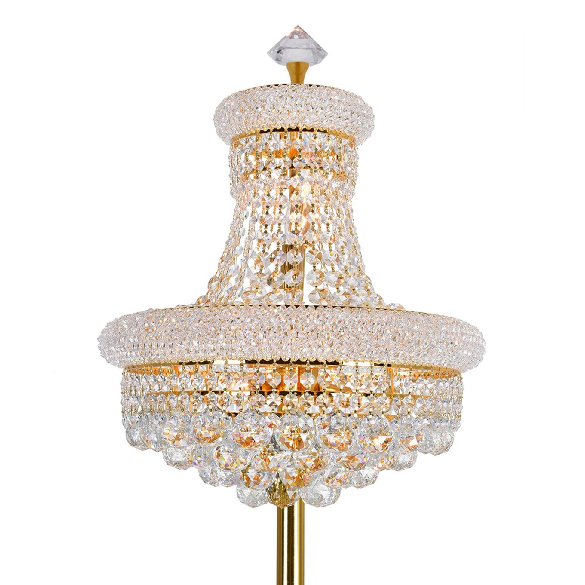 Empire 8 Light 18in Gold Floor Lamp with Crystals - CWI Lighting