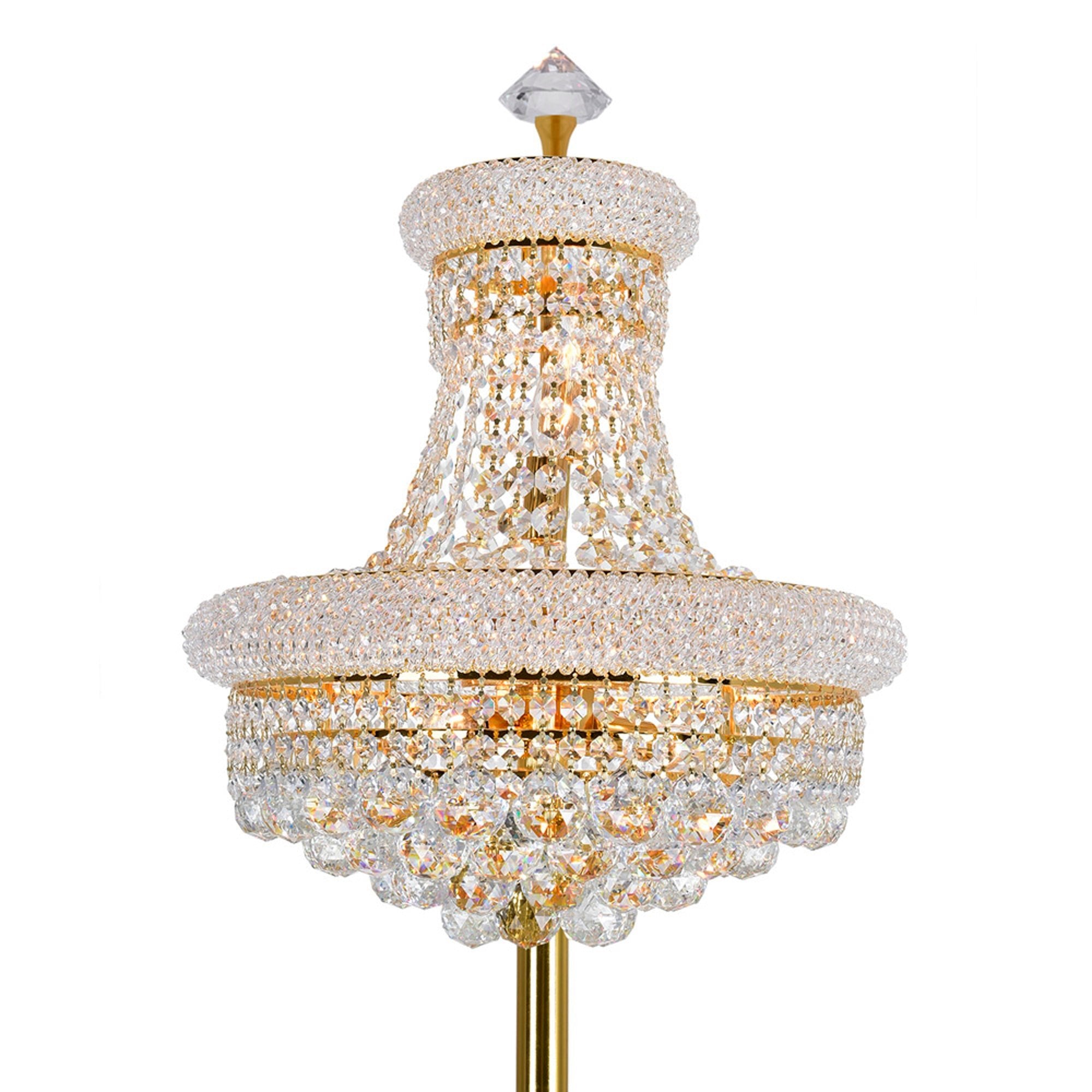 Empire 8 Light 18in Gold Floor Lamp with Crystals - CWI Lighting