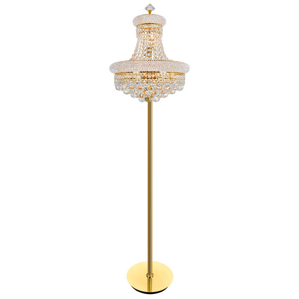 Empire 8 Light 18in Gold Floor Lamp with Crystals - CWI Lighting