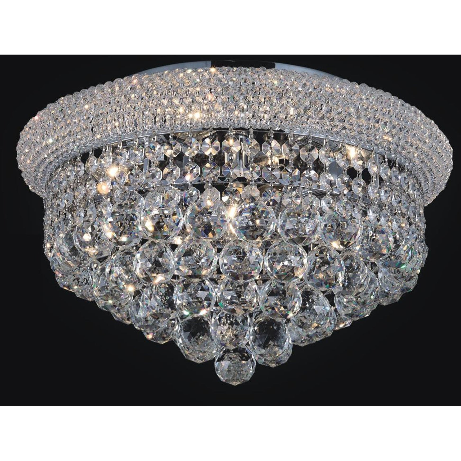 Empire 8 Light 20in Chrome Flush Mount with Crystals - CWI Lighting