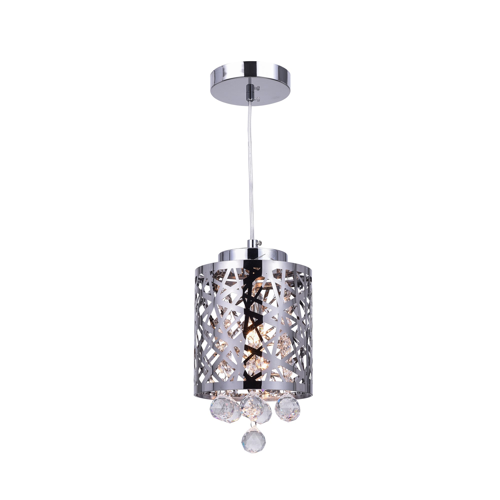Eternity 1 Light 6in Chrome Drum Shade Mini Pendant - CWI Lighting