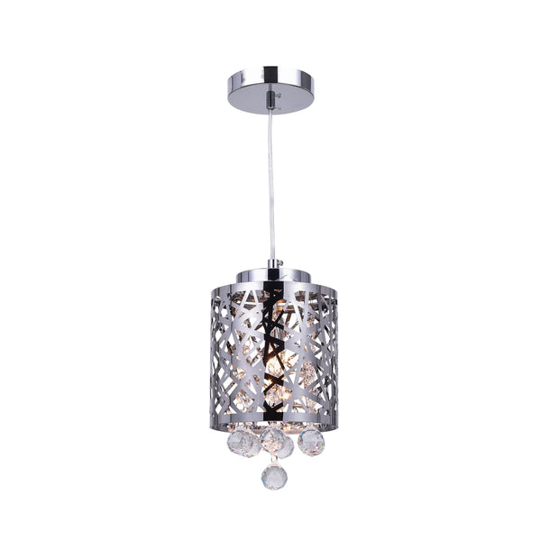 Eternity 1 Light 6in Chrome Drum Shade Mini Pendant - CWI Lighting