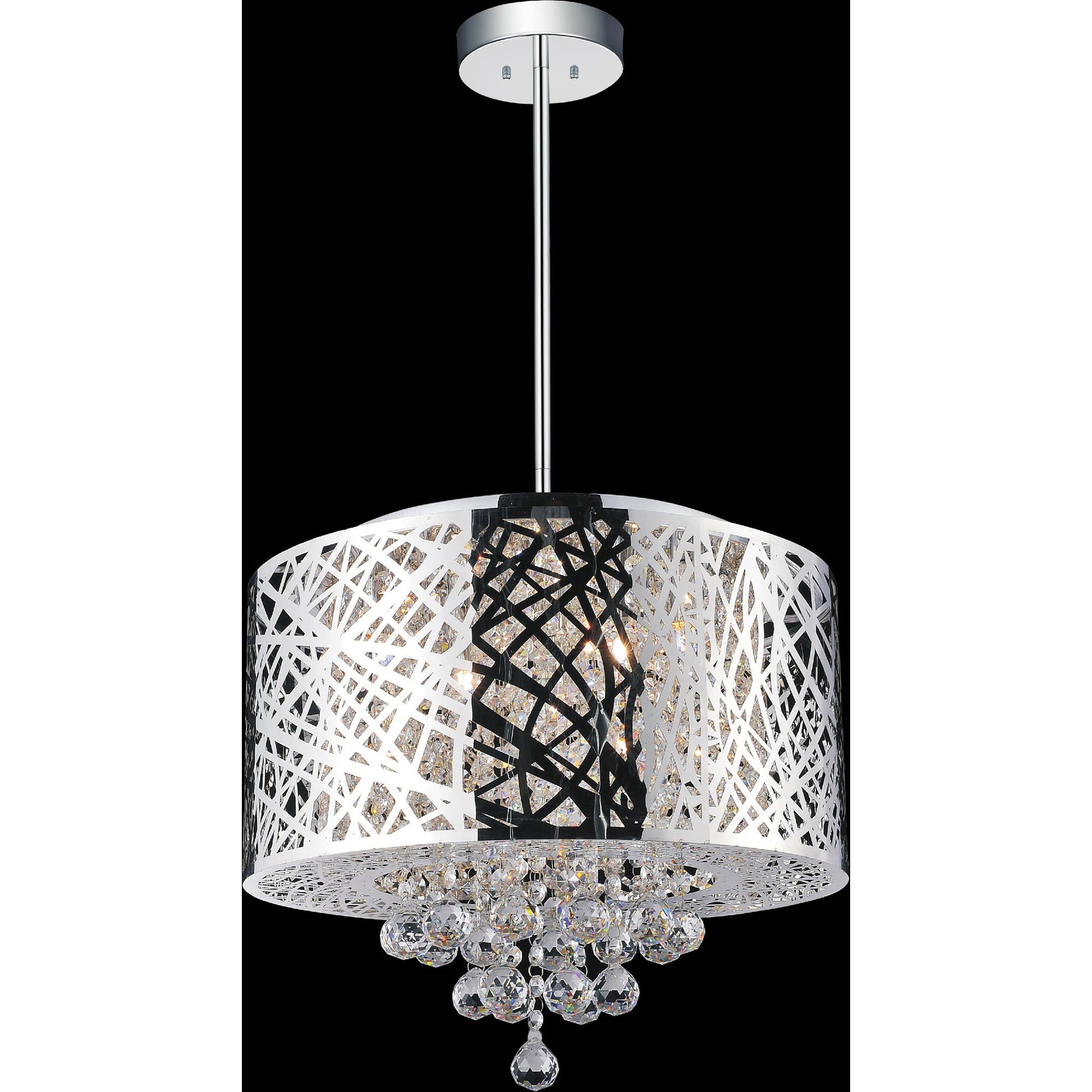 Eternity 6 Light 16in Chrome Drum Shade Chandelier - CWI Lighting