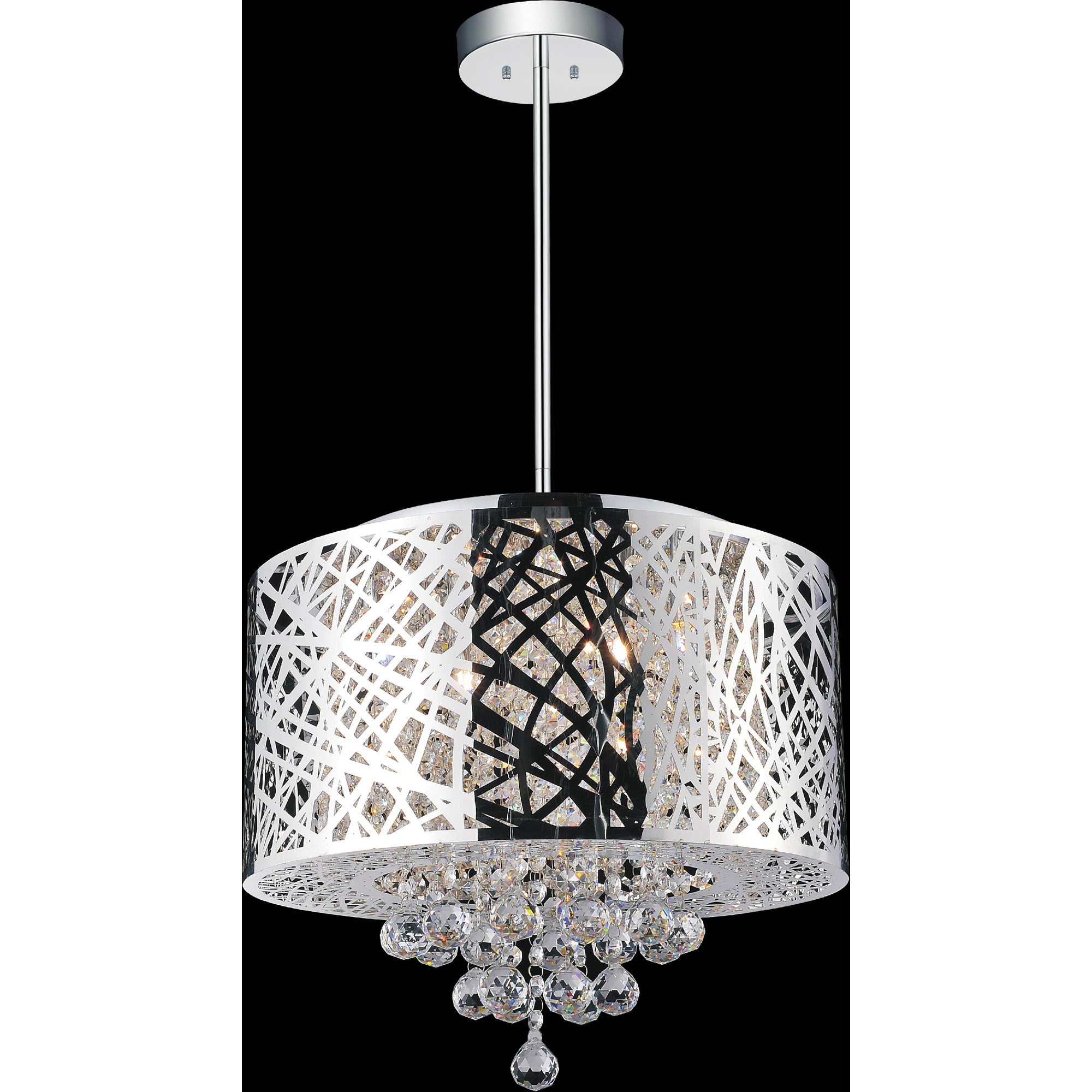 Eternity 6 Light 16in Chrome Drum Shade Chandelier - CWI Lighting