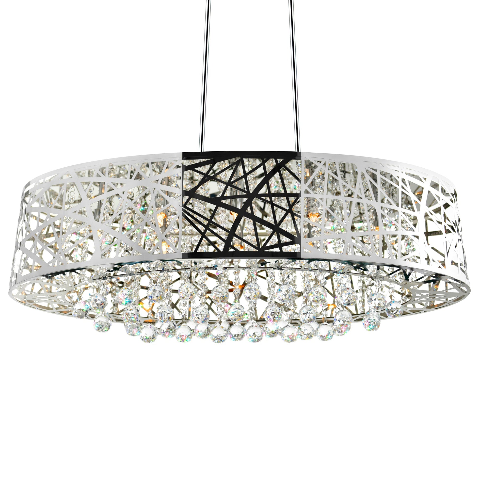 Eternity 8 Light 32in Chrome Drum Shade Chandelier - CWI Lighting
