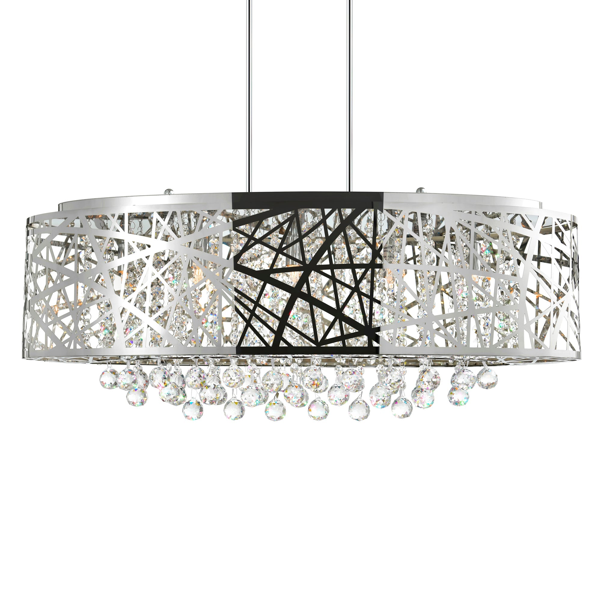 Eternity 8 Light 32in Chrome Drum Shade Chandelier - CWI Lighting