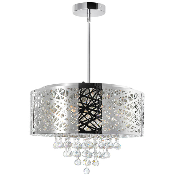 Eternity 9 Light 22in Chrome Drum Shade Chandelier - CWI Lighting