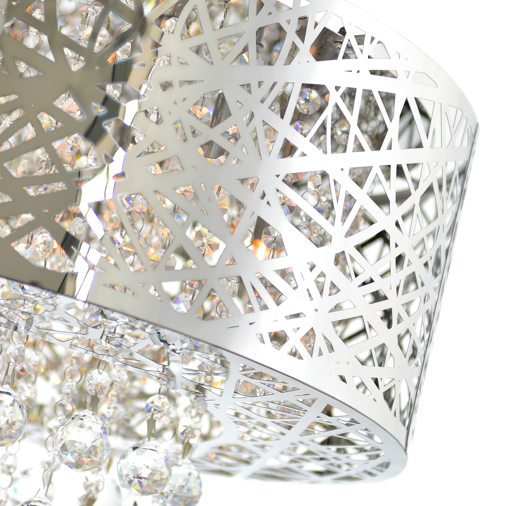Eternity 9 Light 22in Chrome Drum Shade Chandelier - CWI Lighting