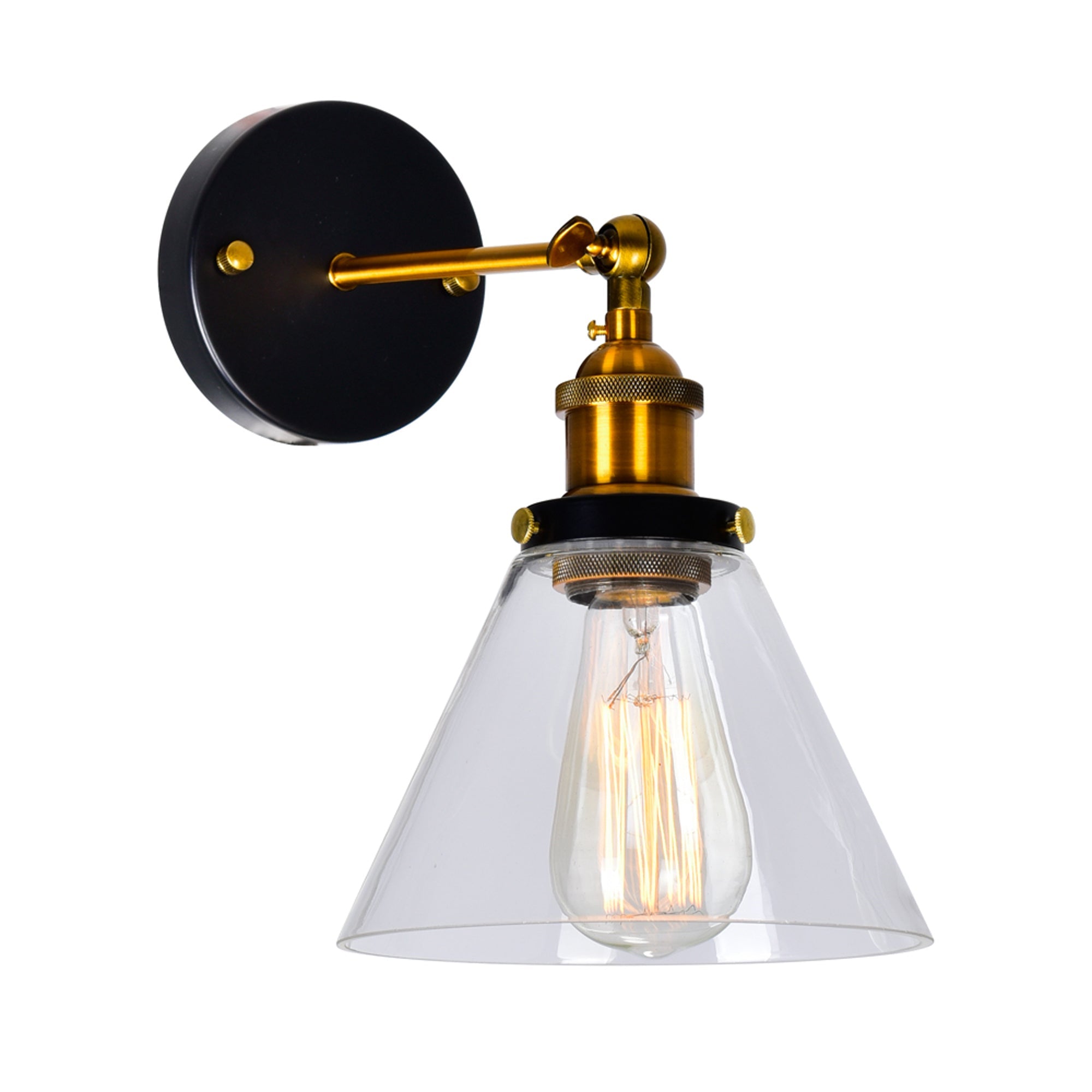 Eustis 1 Light 7in Black & Gold Wall Sconce - CWI Lighting