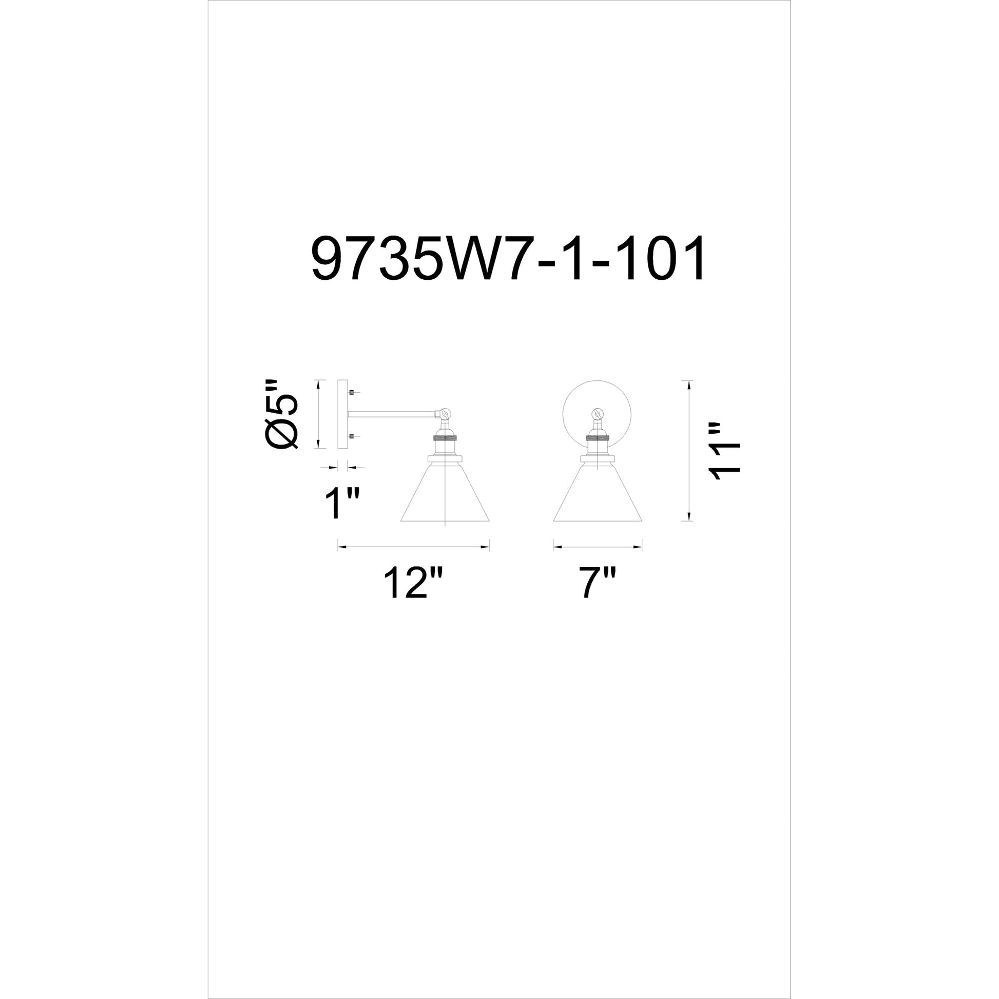 Eustis 1 Light 7in Black & Gold Wall Sconce - CWI Lighting