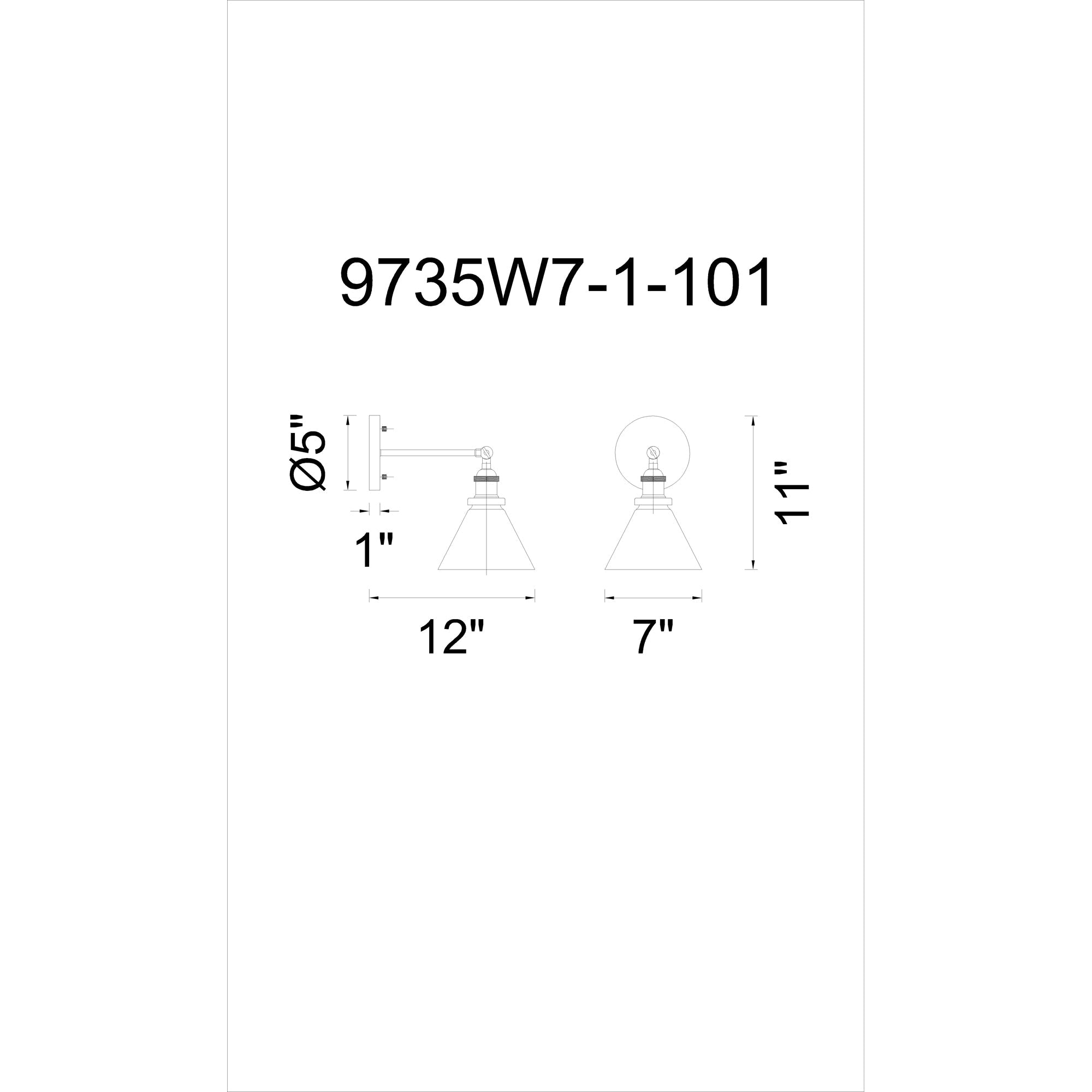 Eustis 1 Light 7in Black & Gold Wall Sconce - CWI Lighting