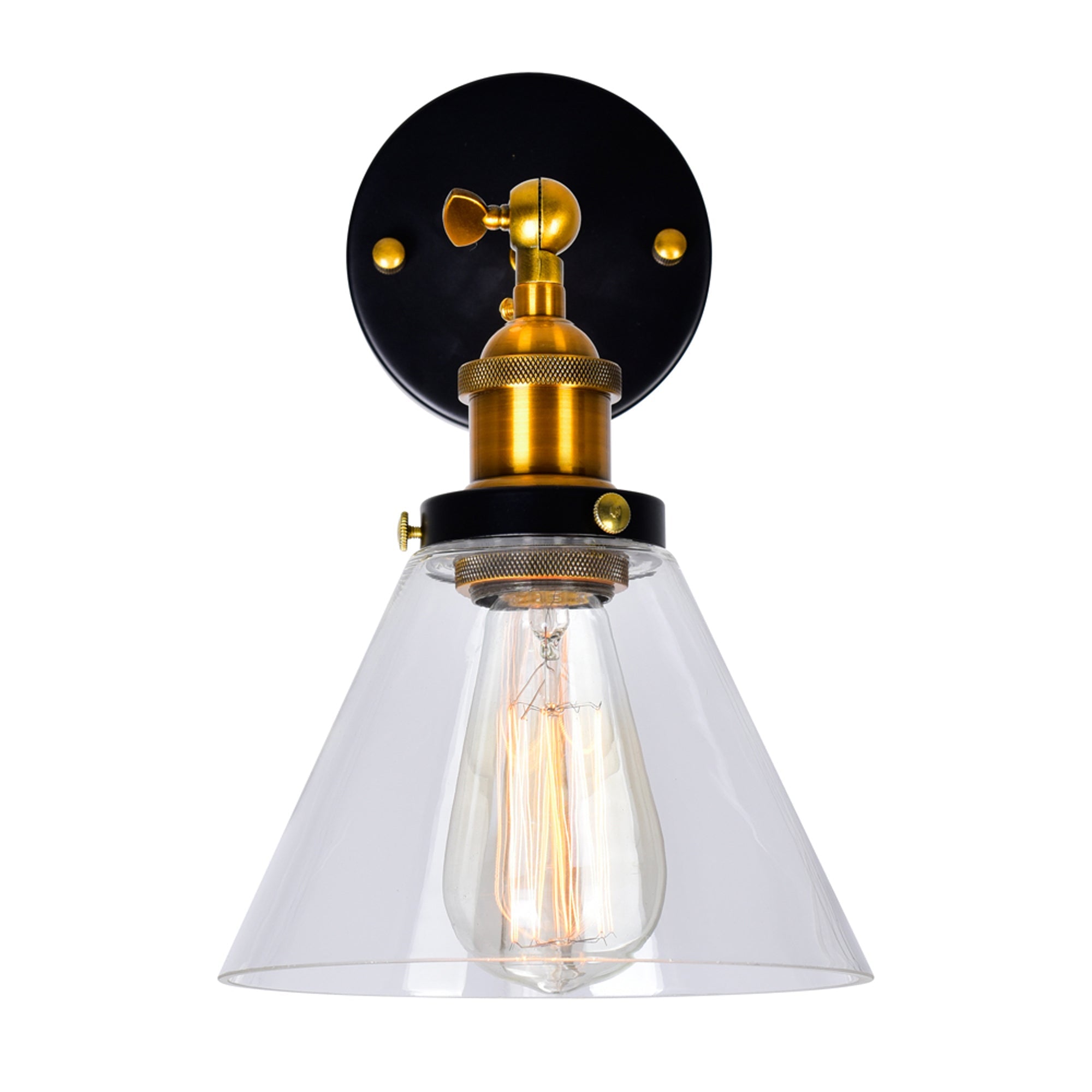 Eustis 1 Light 7in Black & Gold Wall Sconce - CWI Lighting