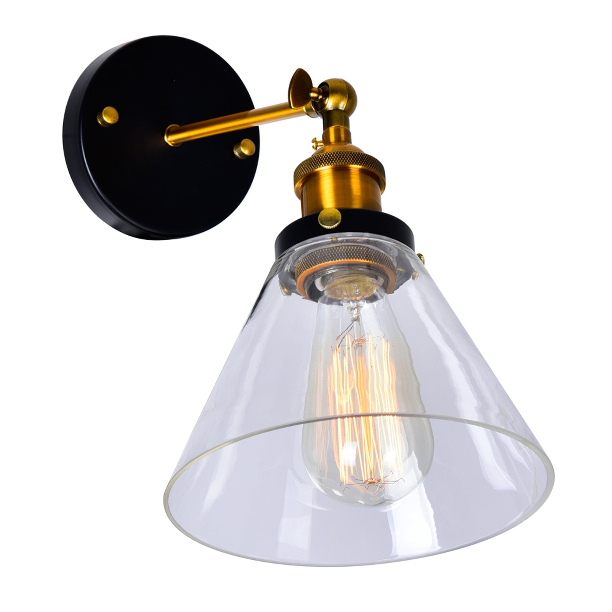 Eustis 1 Light 7in Black & Gold Wall Sconce - CWI Lighting