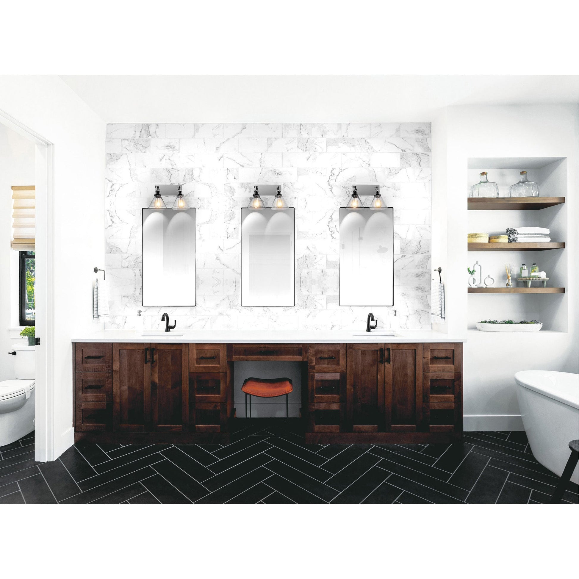 Eustis 2 Light 15in Polished Nickel Wall Sconce - CWI Lighting