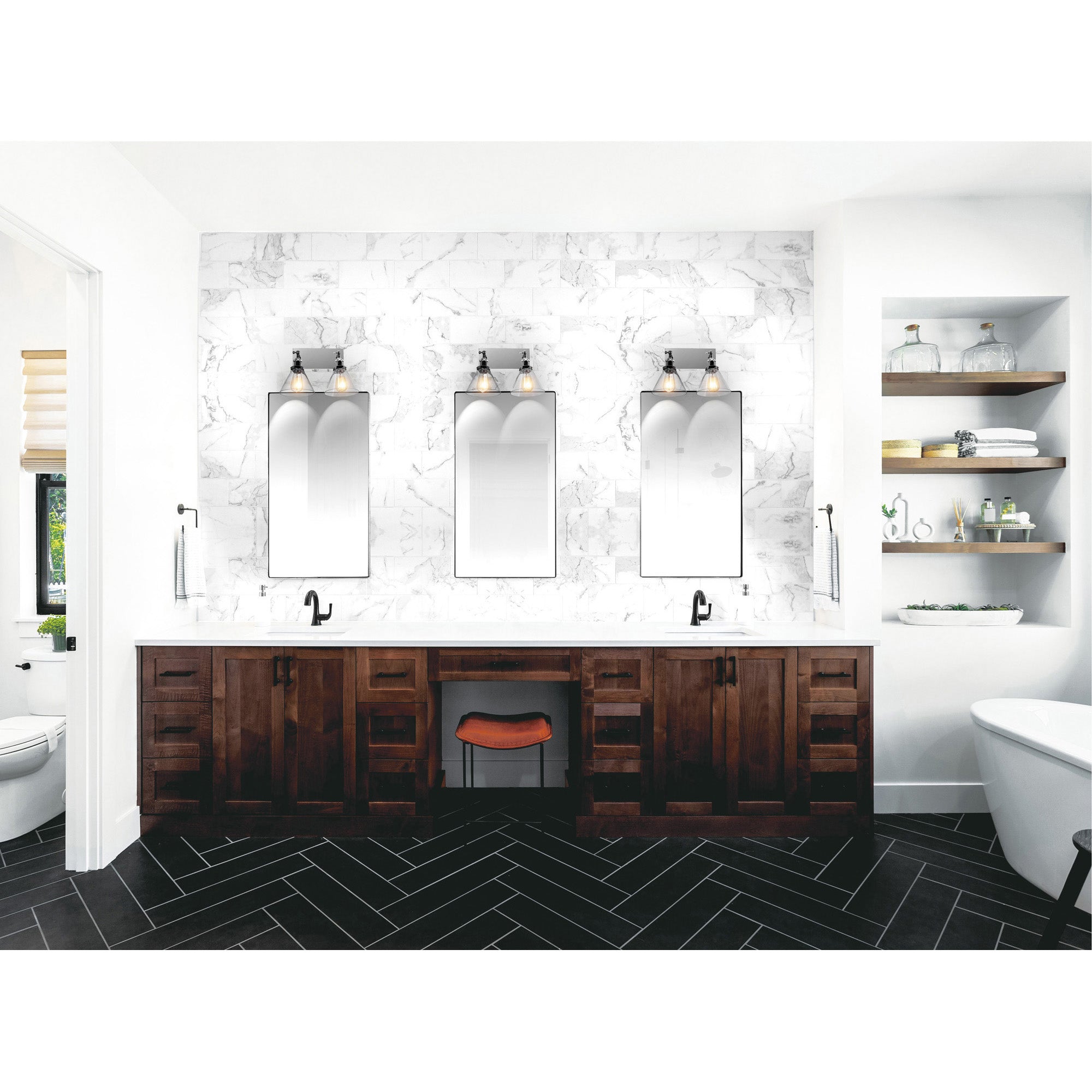 Eustis 2 Light 15in Polished Nickel Wall Sconce - CWI Lighting