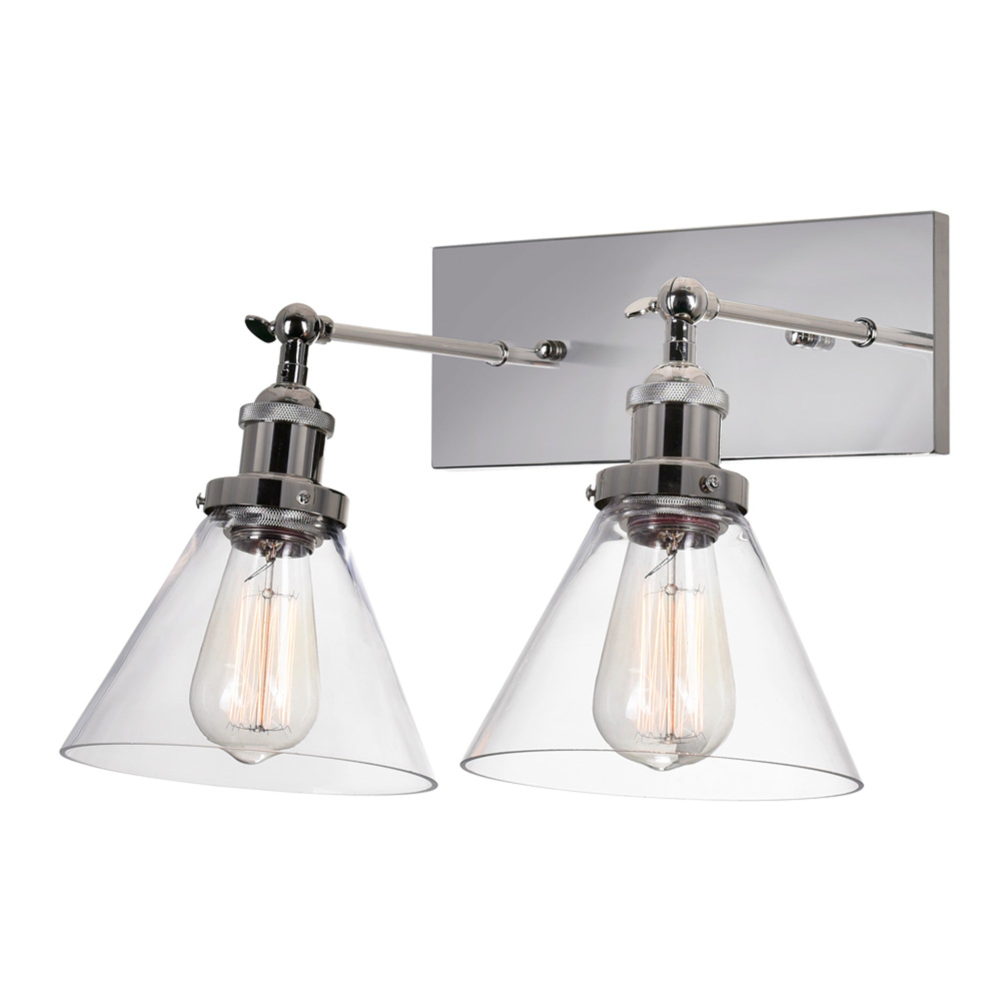 Eustis 2 Light 15in Polished Nickel Wall Sconce - CWI Lighting