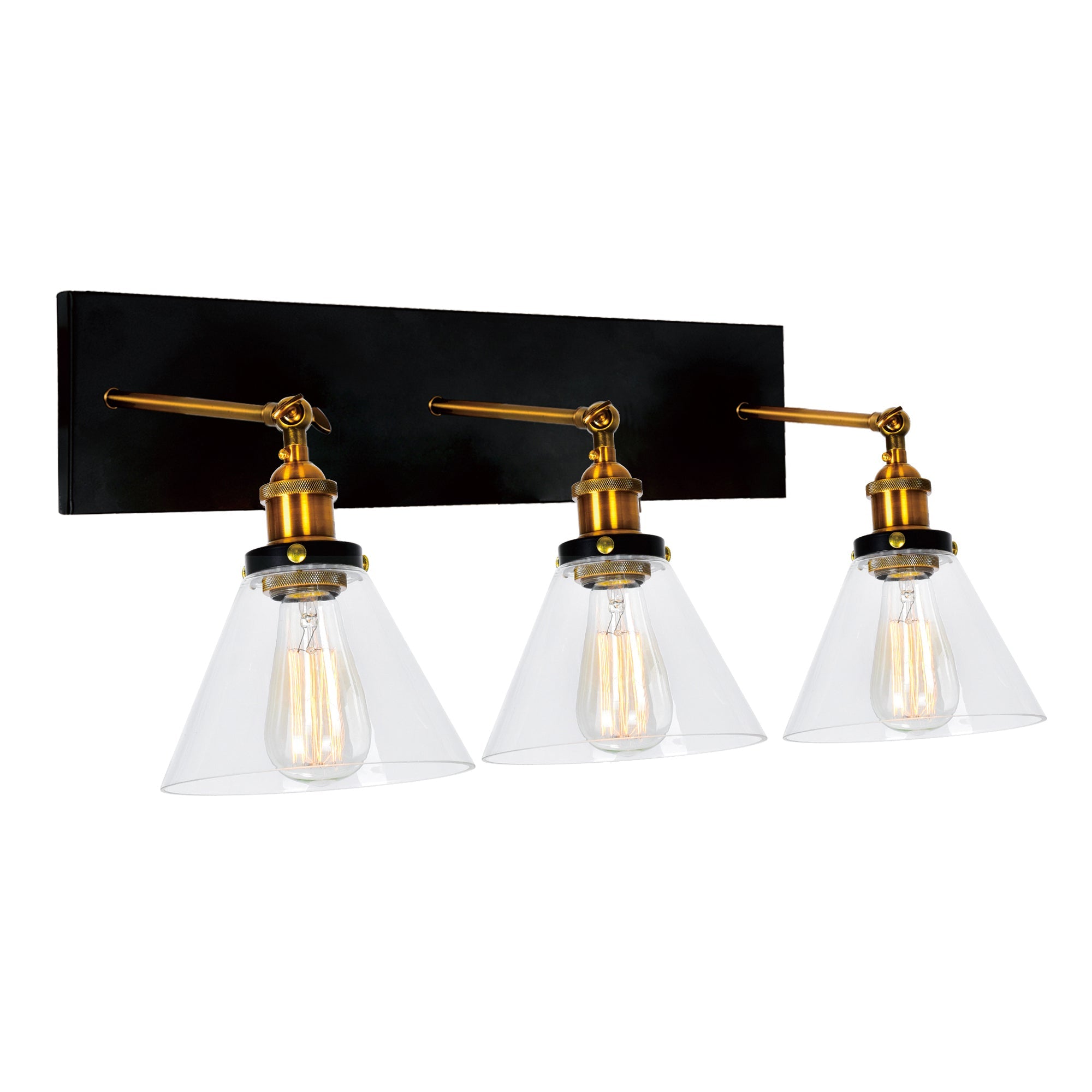 Eustis 3 Light 24in Black & Gold Wall Sconce - CWI Lighting