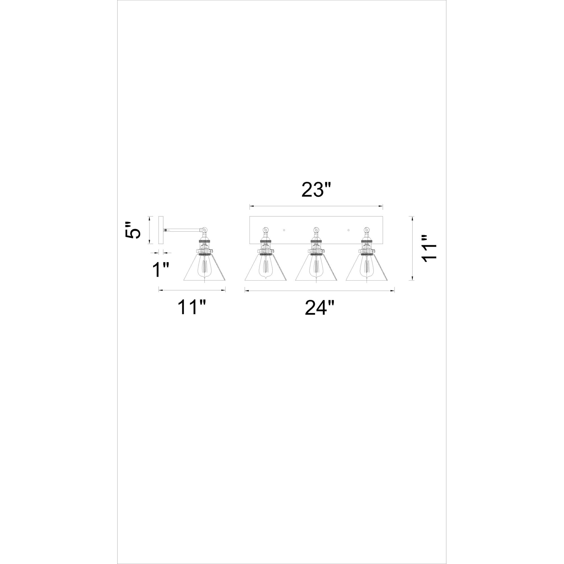 Eustis 3 Light 24in Polished Nickel Wall Sconce - CWI Lighting