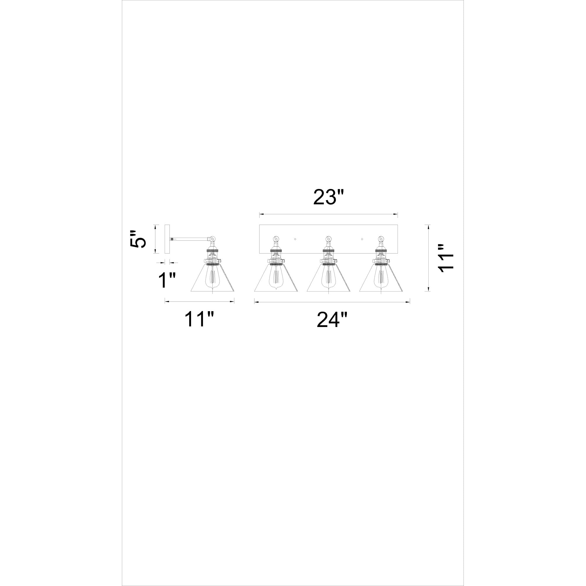 Eustis 3 Light 24in Polished Nickel Wall Sconce - CWI Lighting