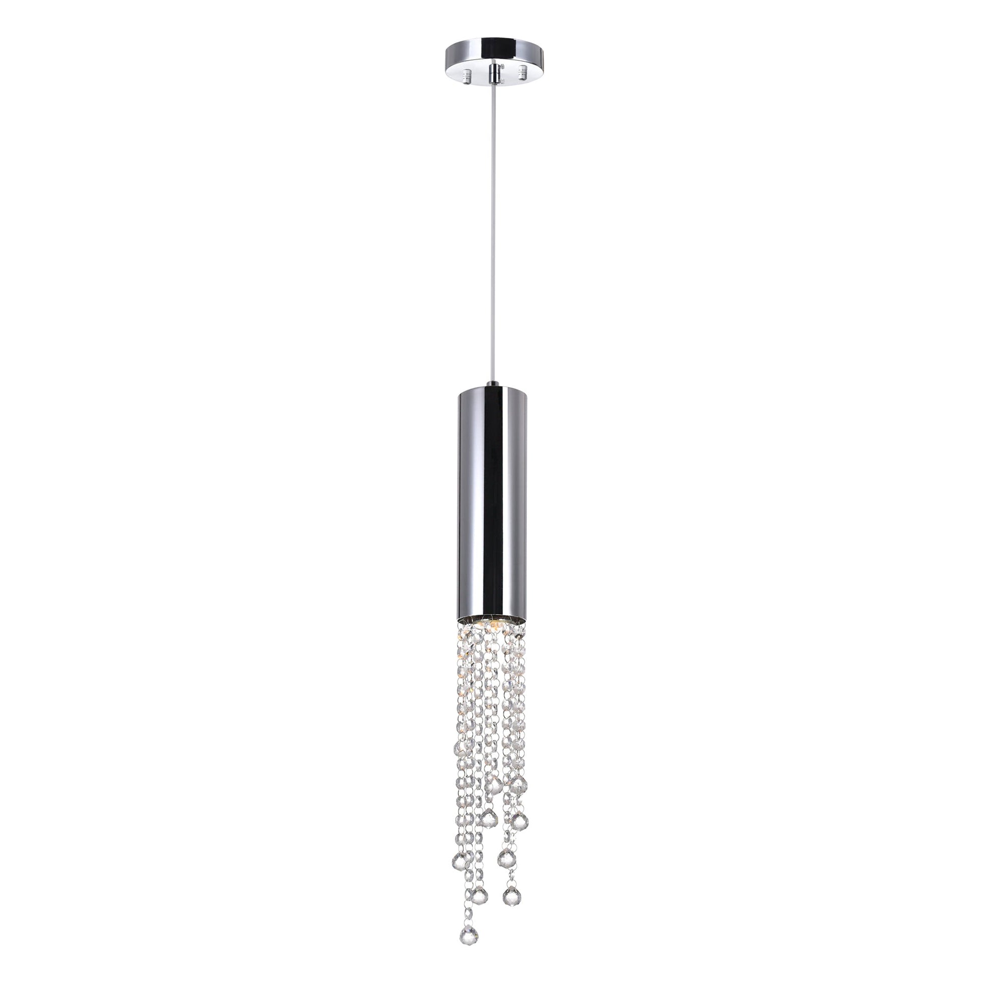 Extended 1 Light 5in Chrome Down Mini Pendant - CWI Lighting