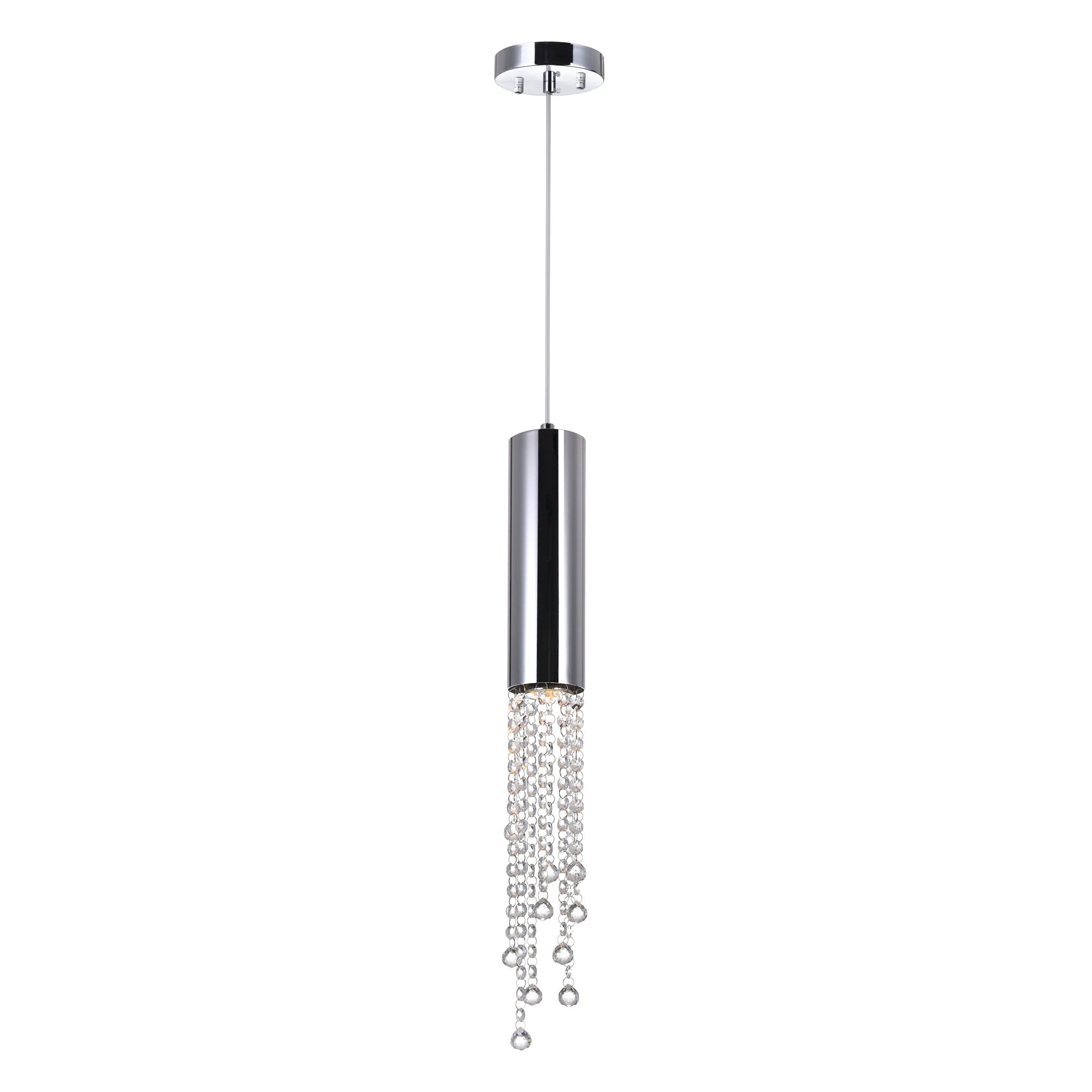 Extended 1 Light 5in Chrome Down Mini Pendant - CWI Lighting
