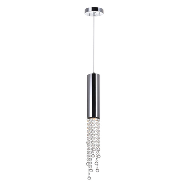 Extended 1 Light 5in Chrome Down Mini Pendant - CWI Lighting