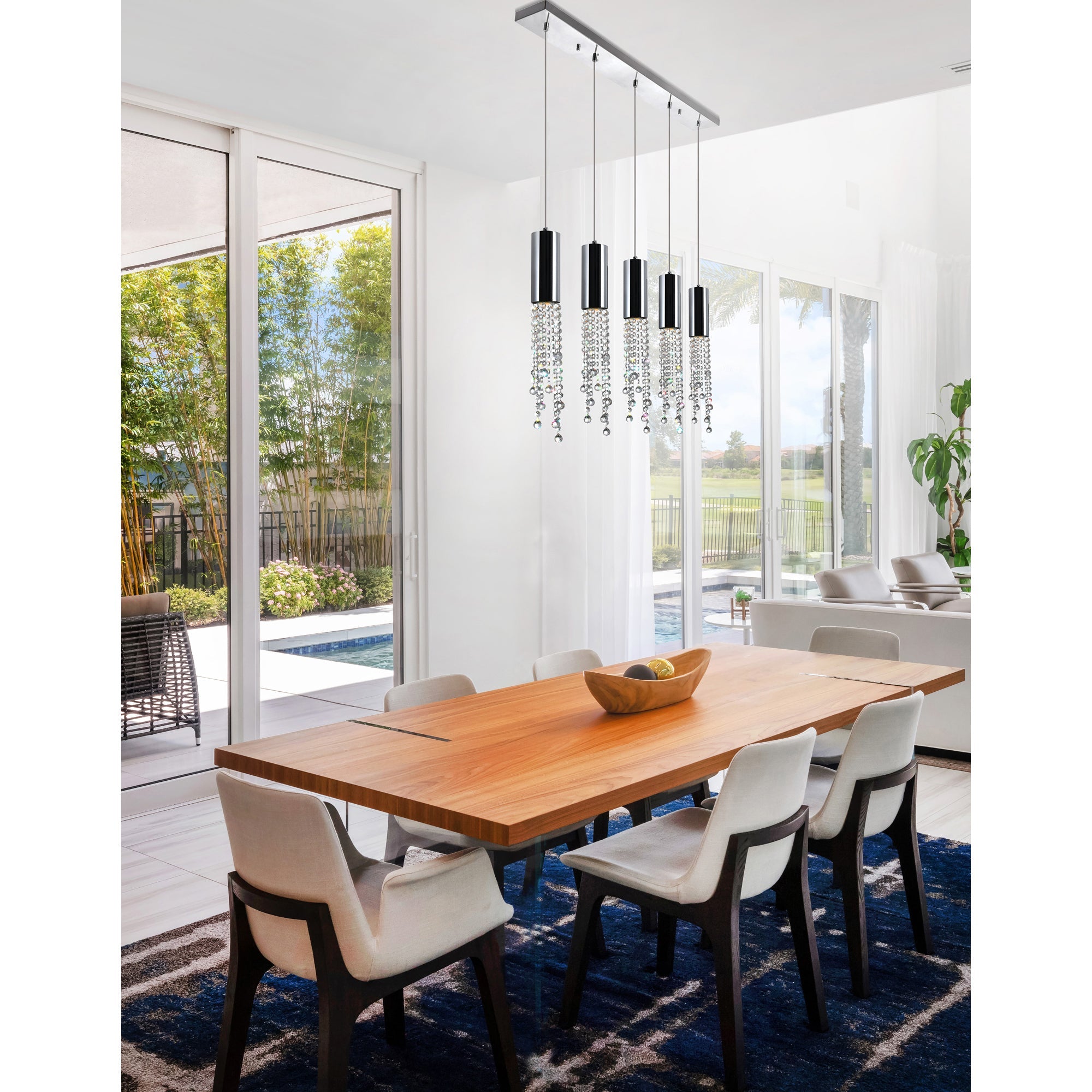 Extended 5 Light 40in Chrome Multi Light Pendant - CWI Lighting