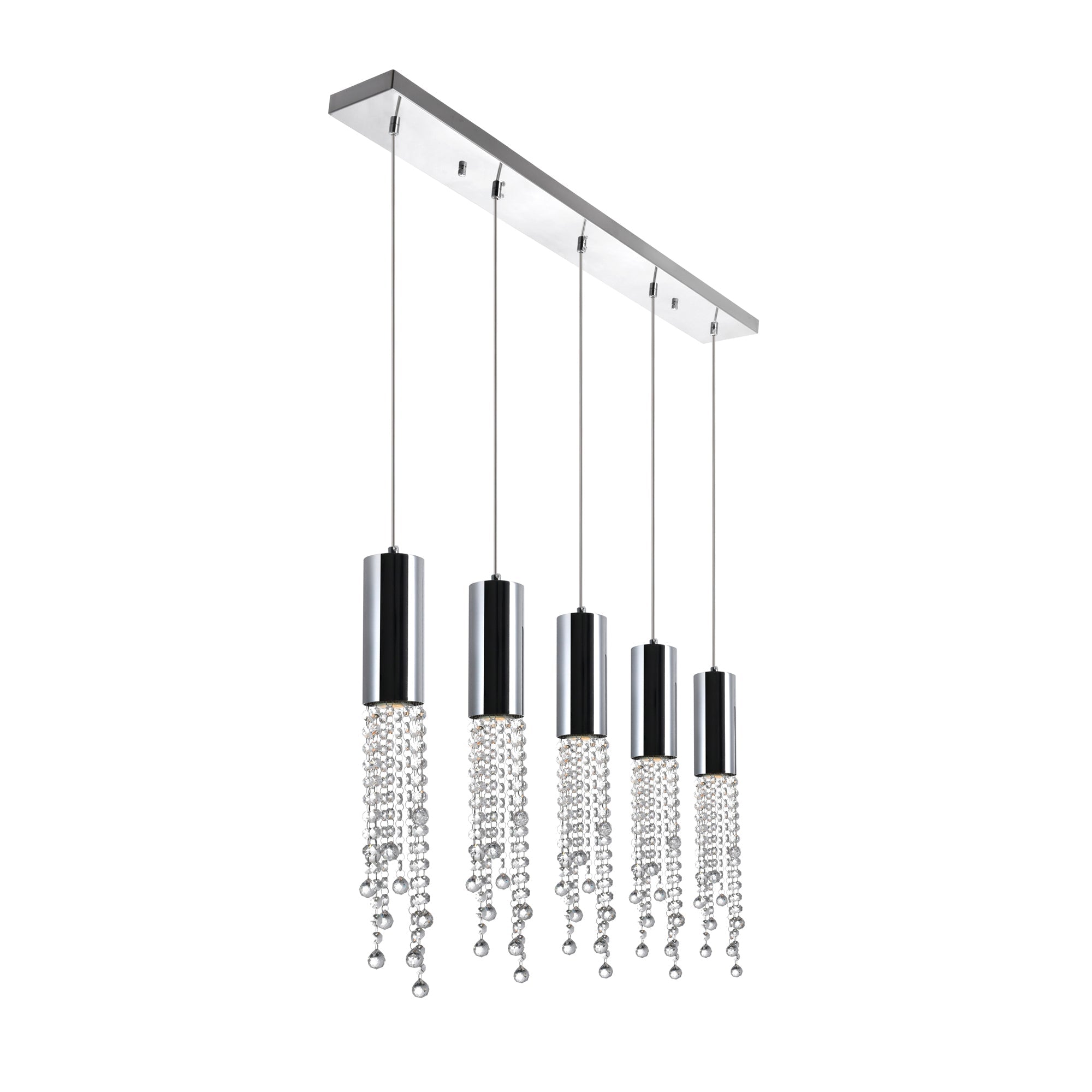 Extended 5 Light 40in Chrome Multi Light Pendant - CWI Lighting