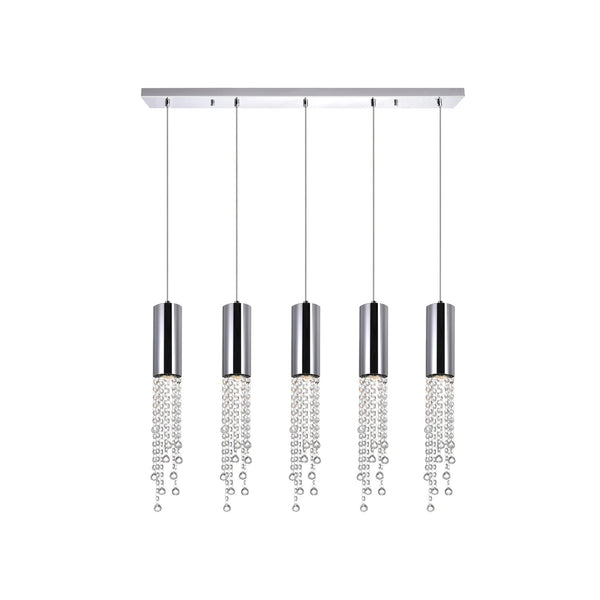 Extended 5 Light 40in Chrome Multi Light Pendant - CWI Lighting
