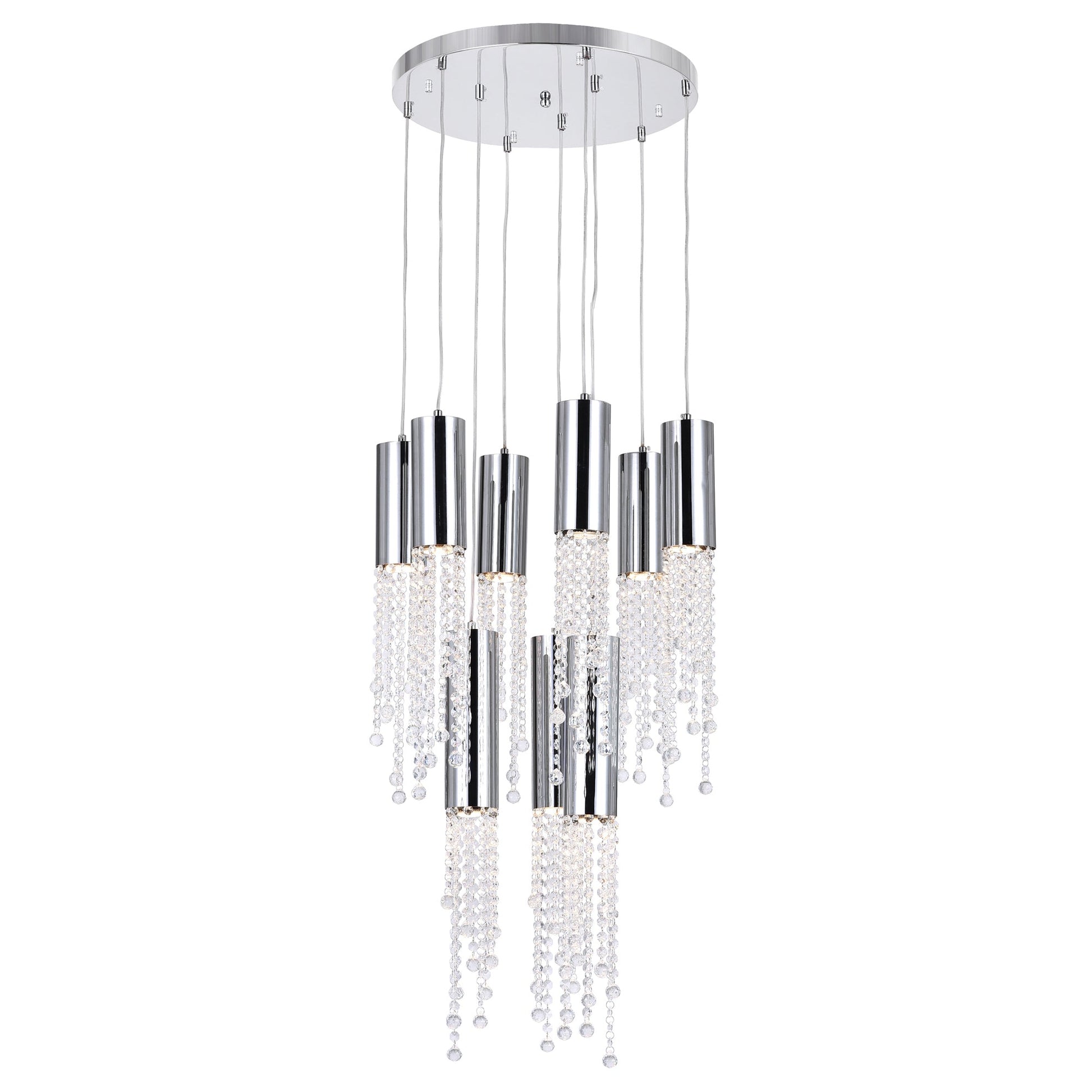 Extended 9 Light 20in Chrome Multi Light Pendant - CWI Lighting