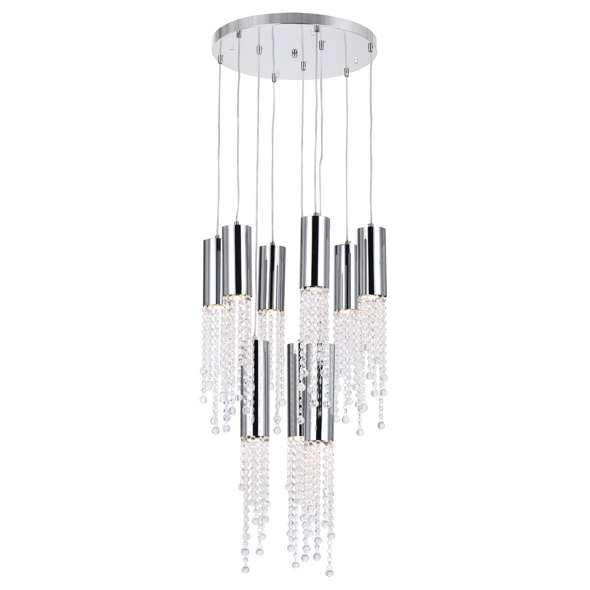 Extended 9 Light 20in Chrome Multi Light Pendant - CWI Lighting