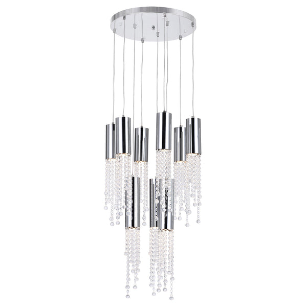 Extended 9 Light 20in Chrome Multi Light Pendant - CWI Lighting